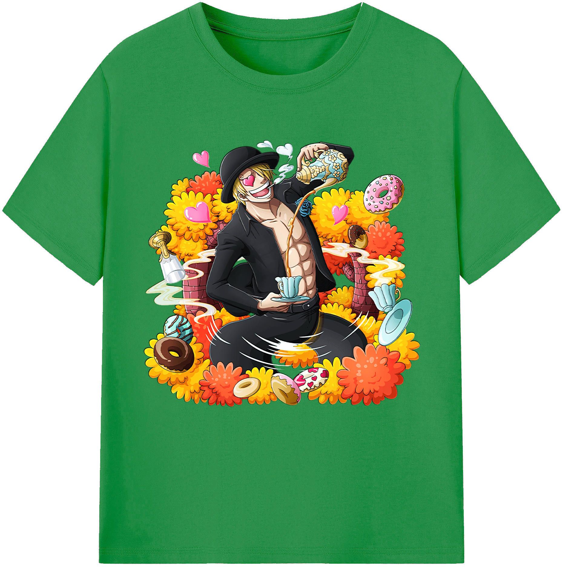 （画像用） ワンピース サンジ ONE PIECE Sanji レディースカジュアルプリントTシャツ（綿100％）