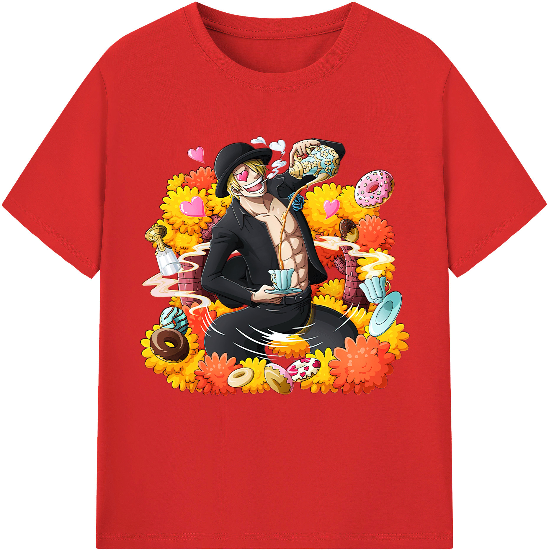 （画像用） ワンピース サンジ ONE PIECE Sanji レディースカジュアルプリントTシャツ（綿100％）
