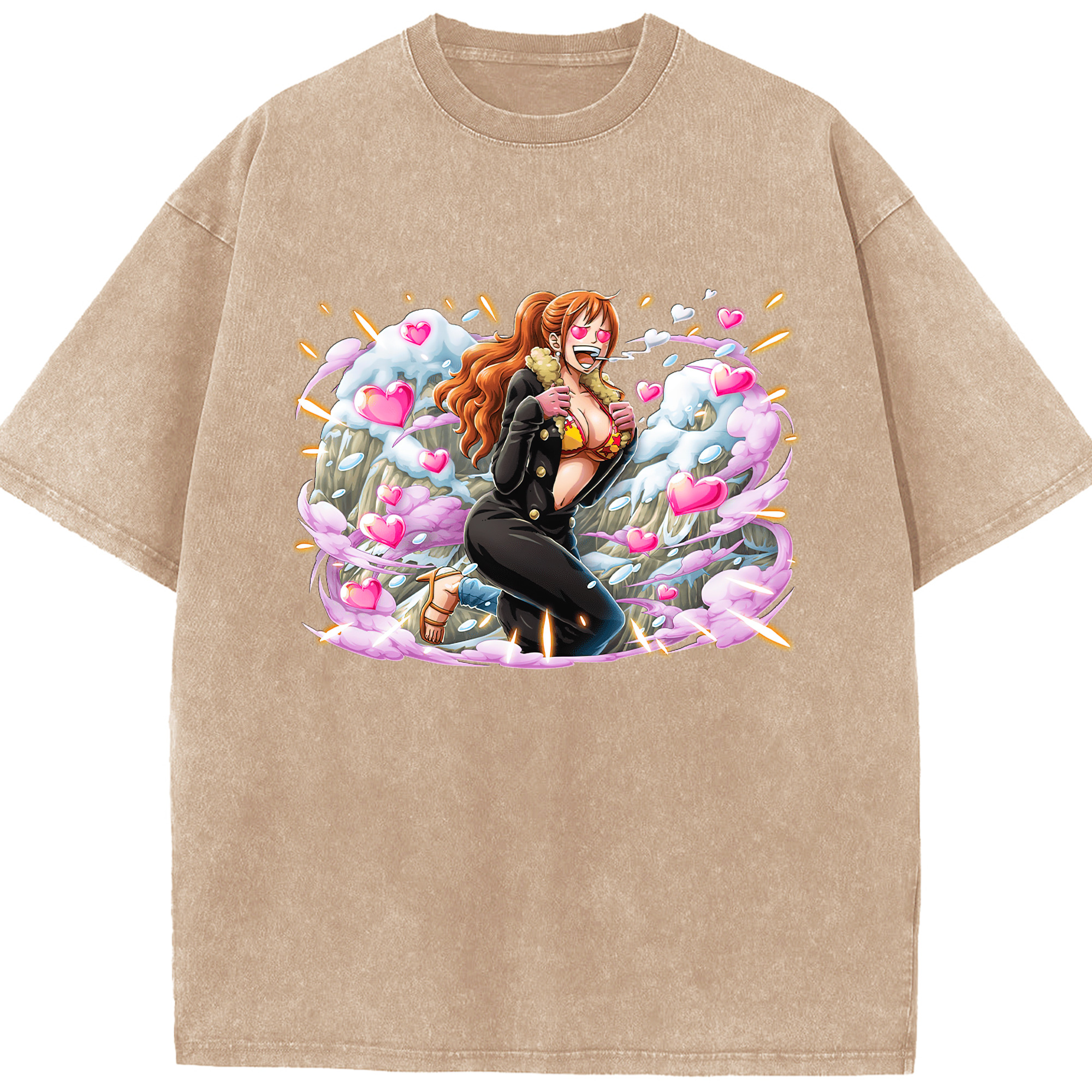 ワンピース ナミ ONE PIECE Nami 綿100% ヴィンテージ風 半袖Tシャツ（フロントプリント）