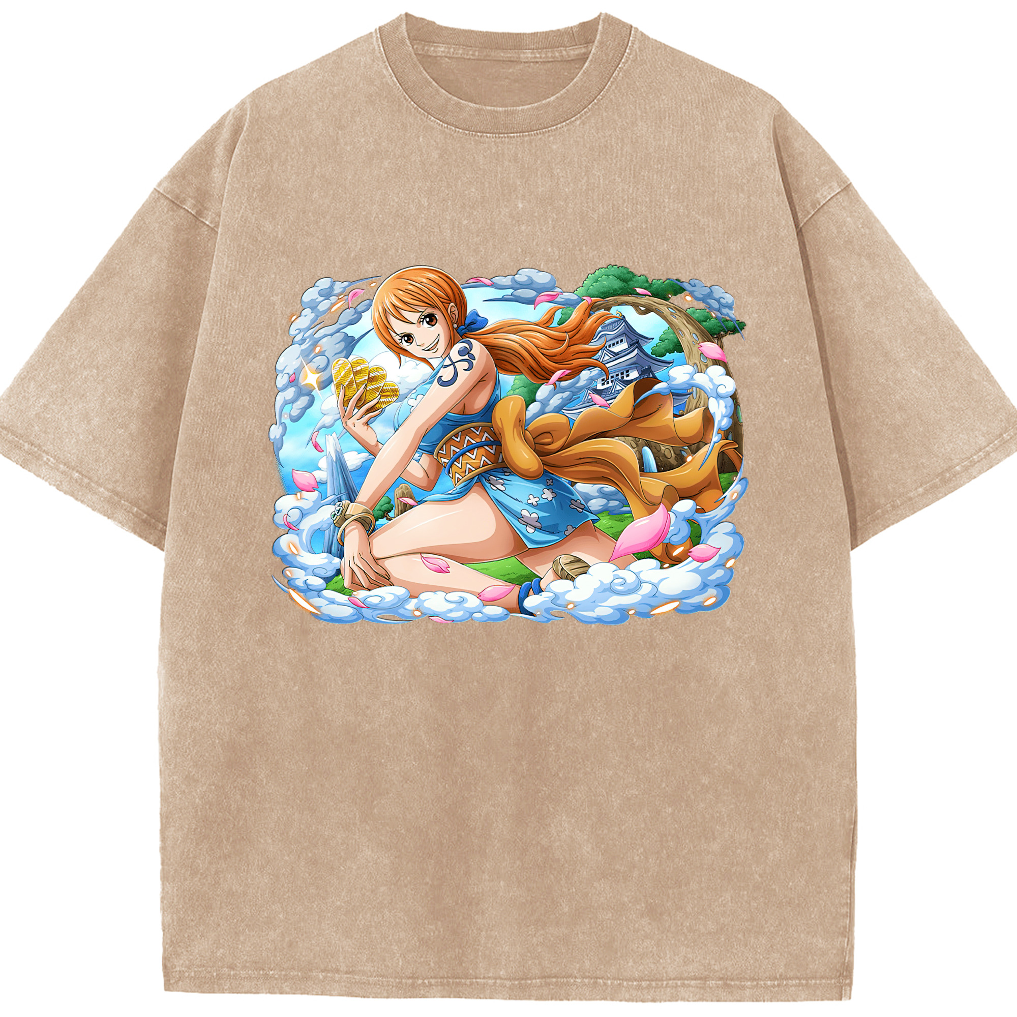 ワンピース ナミ ONE PIECE Nami 綿100% ヴィンテージ風 半袖Tシャツ（フロントプリント）