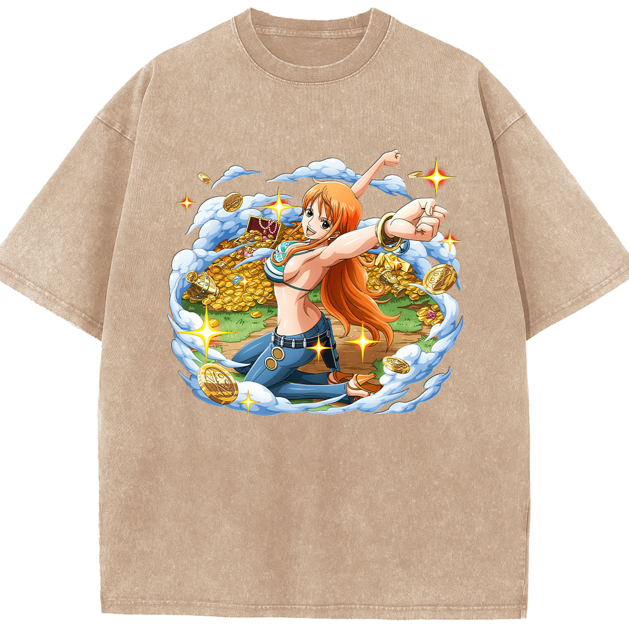 ワンピース ナミ ONE PIECE Nami 綿100% ヴィンテージ風 半袖Tシャツ（フロントプリント）
