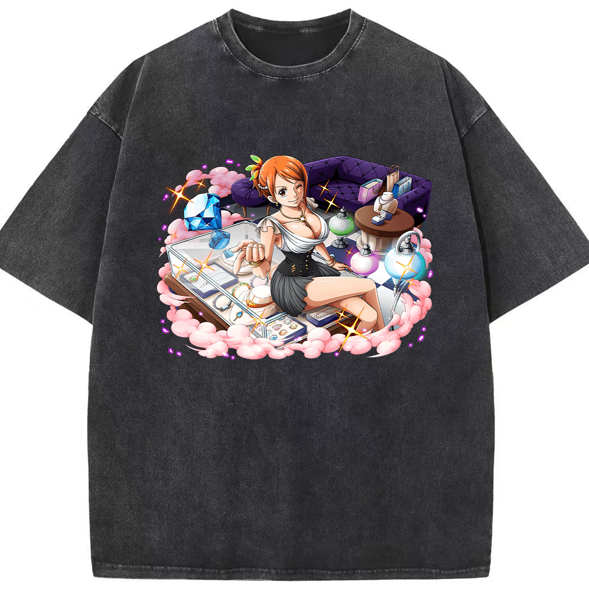 ワンピース ナミ ONE PIECE Nami 綿100% ヴィンテージ風 半袖Tシャツ（フロントプリント）