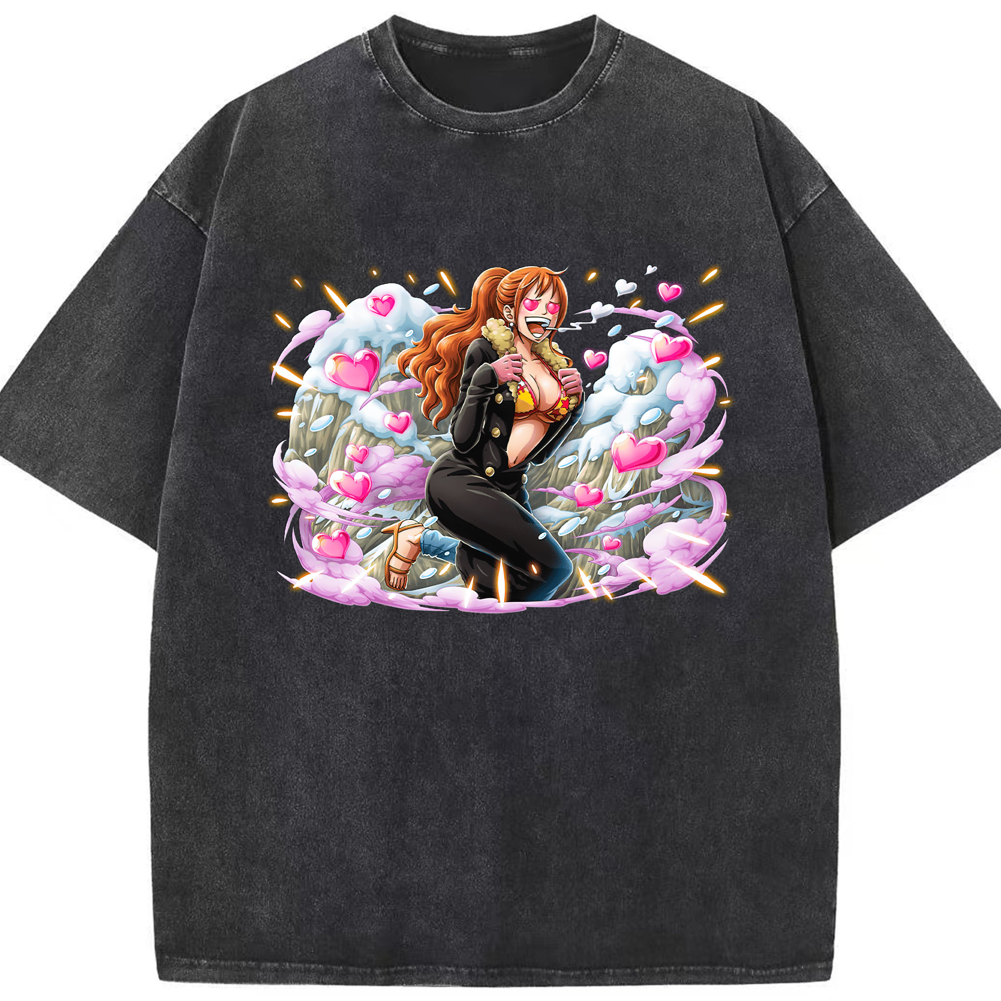 ワンピース ナミ ONE PIECE Nami 綿100% ヴィンテージ風 半袖Tシャツ（フロントプリント）