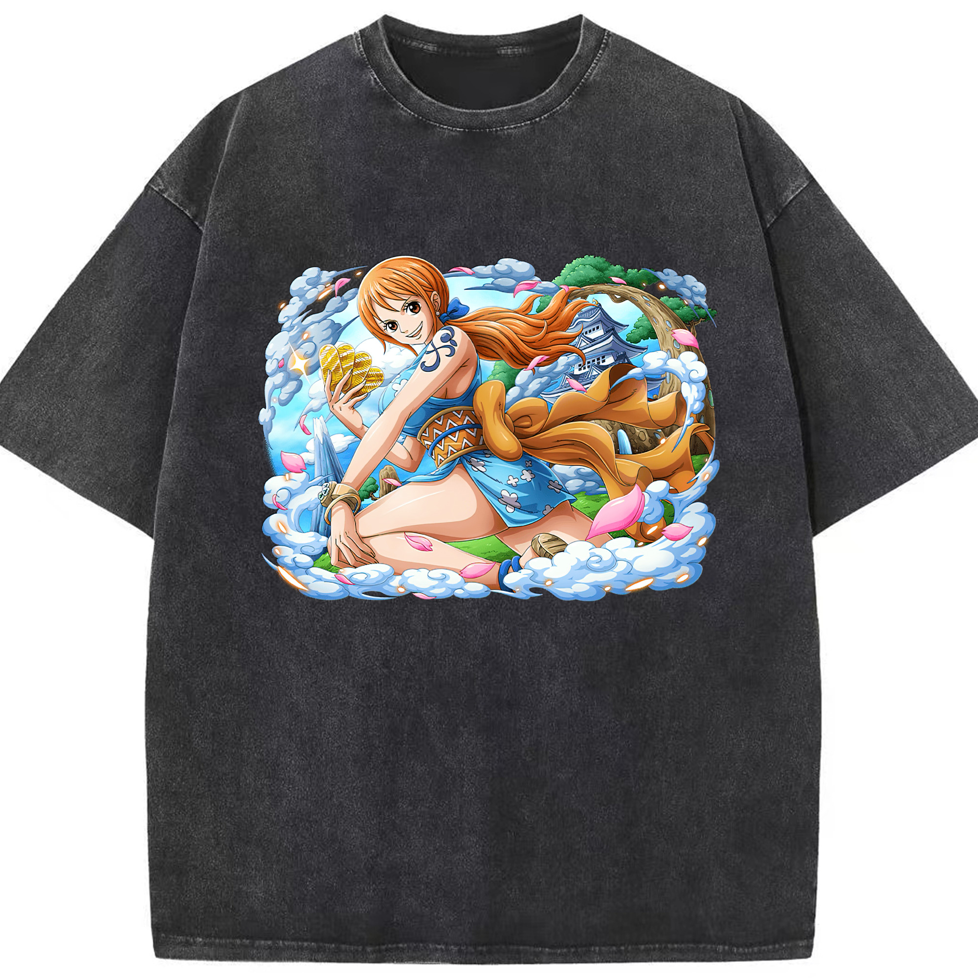 ワンピース ナミ ONE PIECE Nami 綿100% ヴィンテージ風 半袖Tシャツ（フロントプリント）