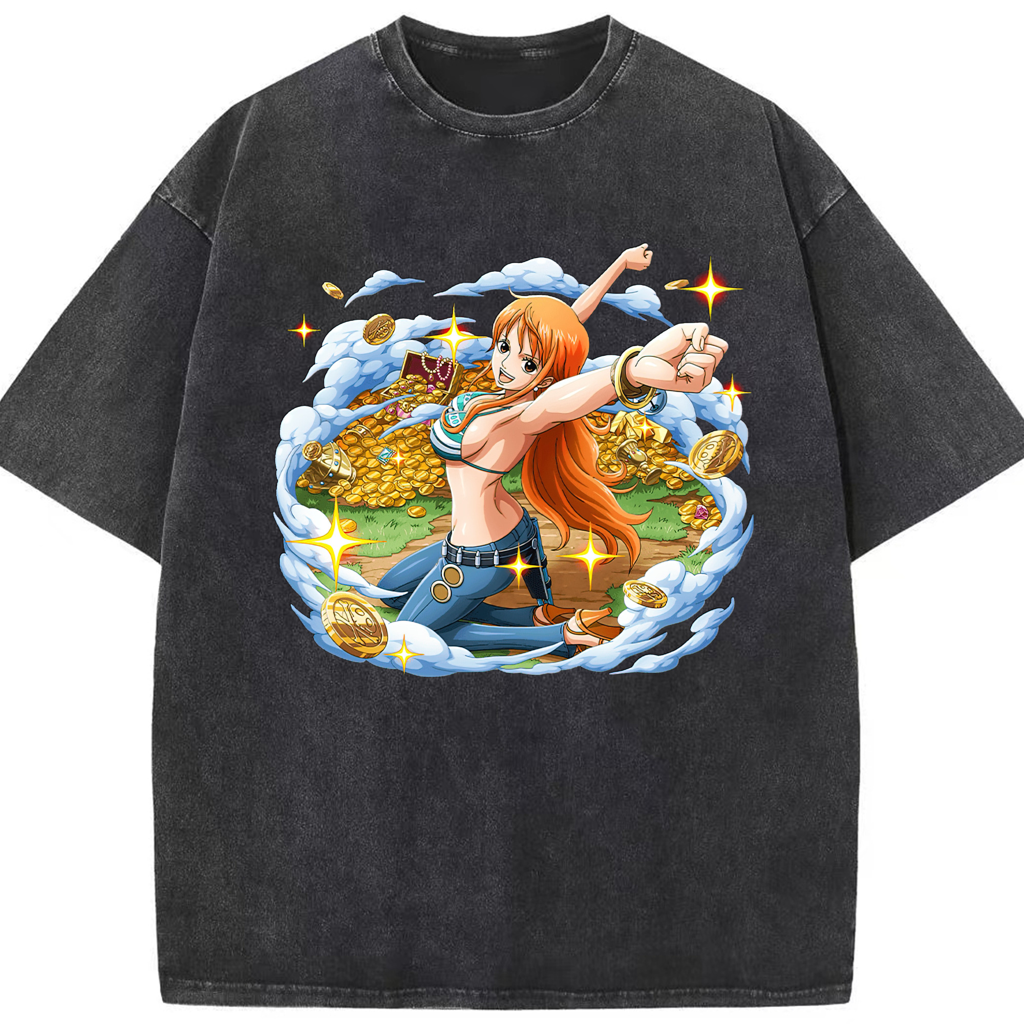 ワンピース ナミ ONE PIECE Nami 綿100% ヴィンテージ風 半袖Tシャツ（フロントプリント）