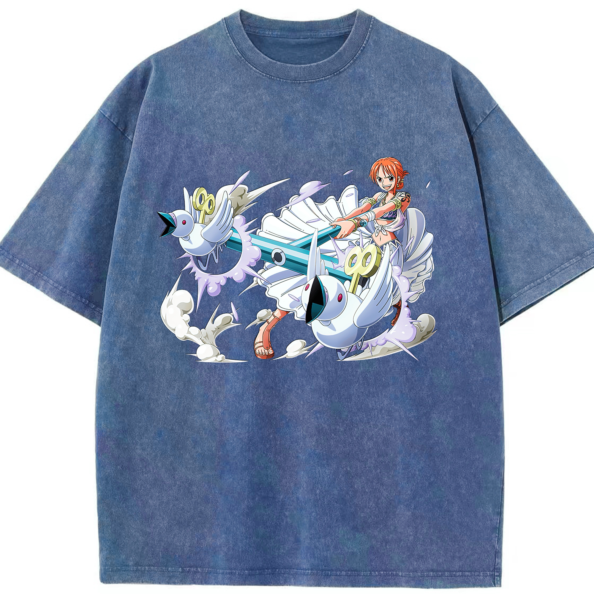 （画像用） ワンピース ナミ ONE PIECE Nami 綿100% ヴィンテージ風 半袖Tシャツ（フロントプリント）