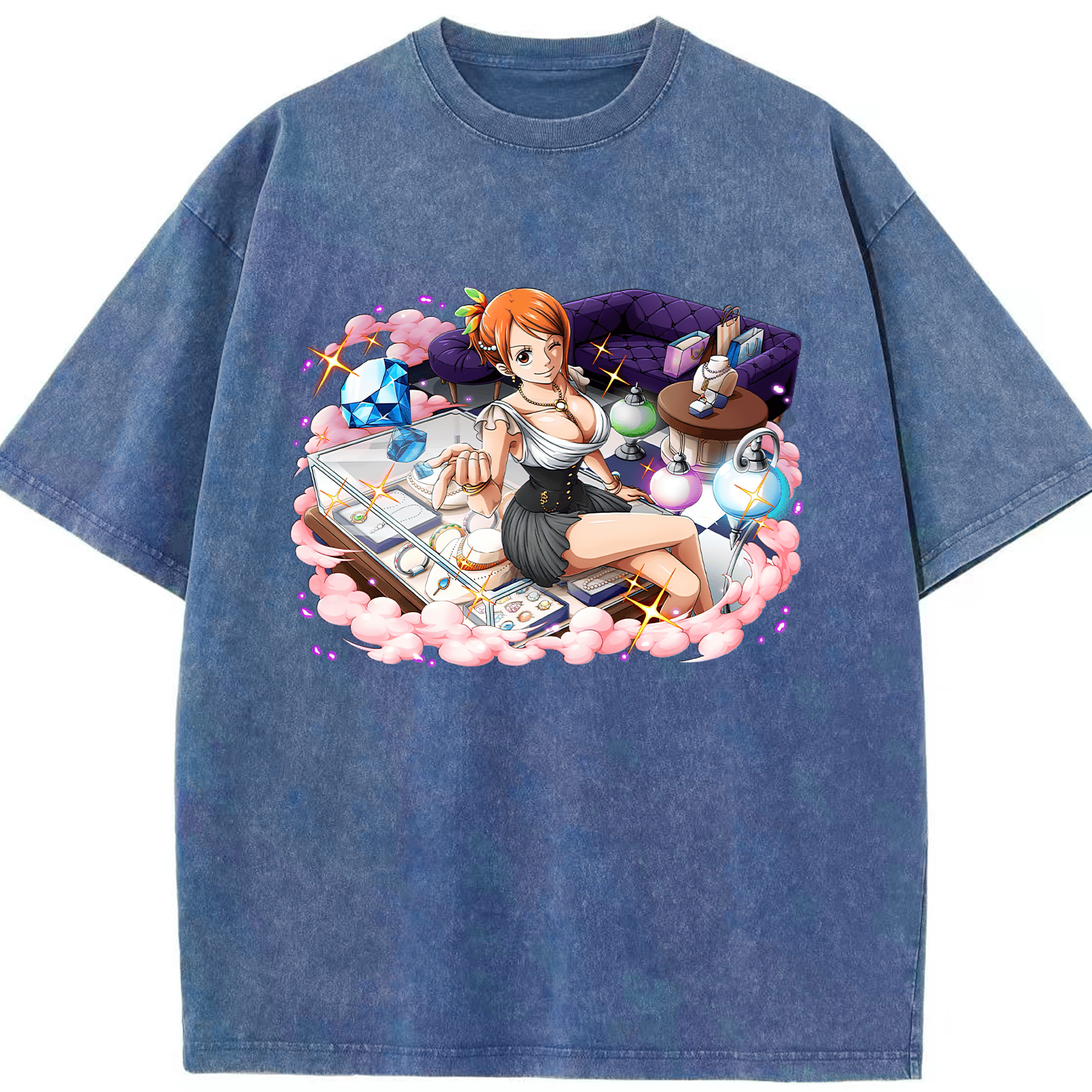 ワンピース ナミ ONE PIECE Nami 綿100% ヴィンテージ風 半袖Tシャツ（フロントプリント）