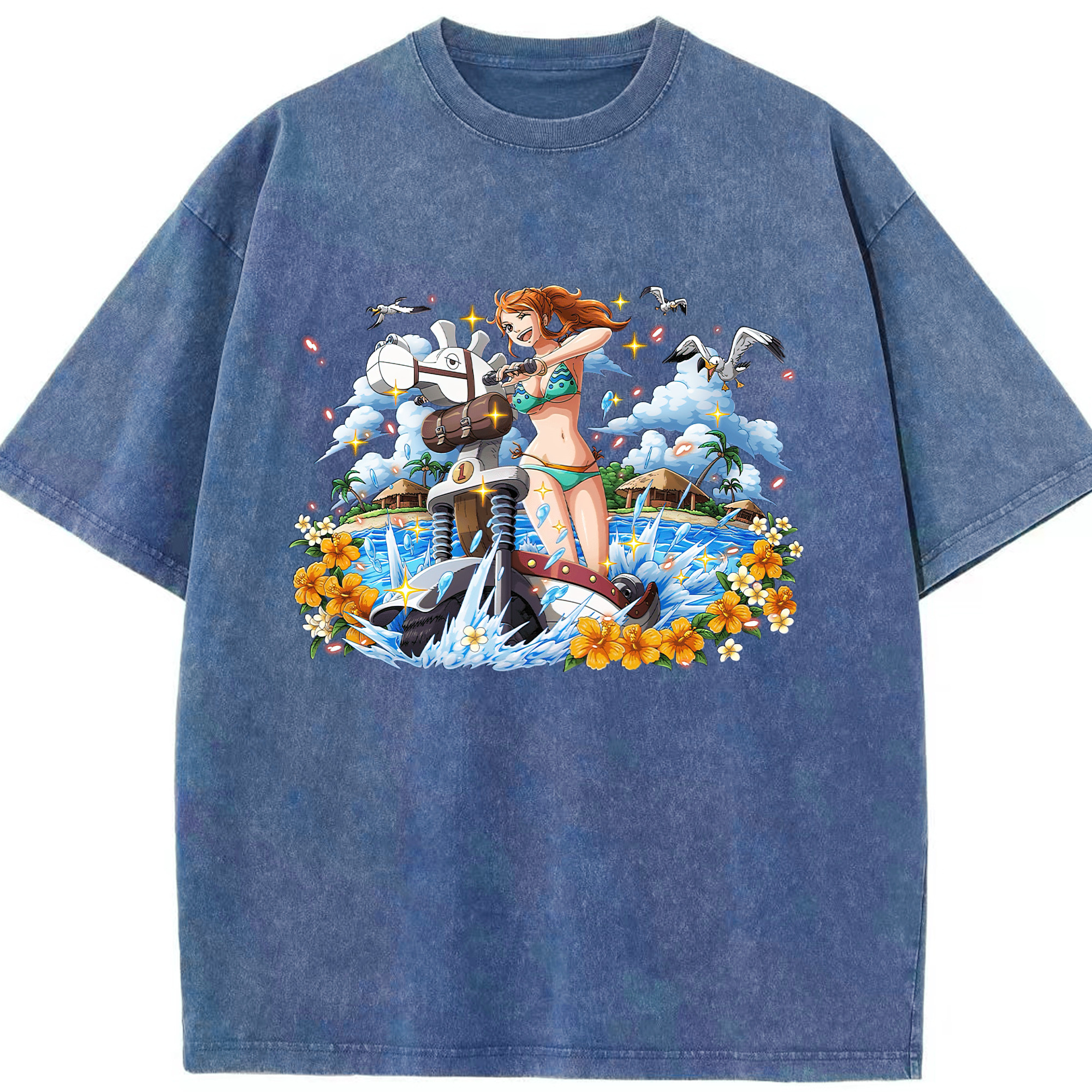 ワンピース ナミ ONE PIECE Nami 綿100% ヴィンテージ風 半袖Tシャツ（フロントプリント）