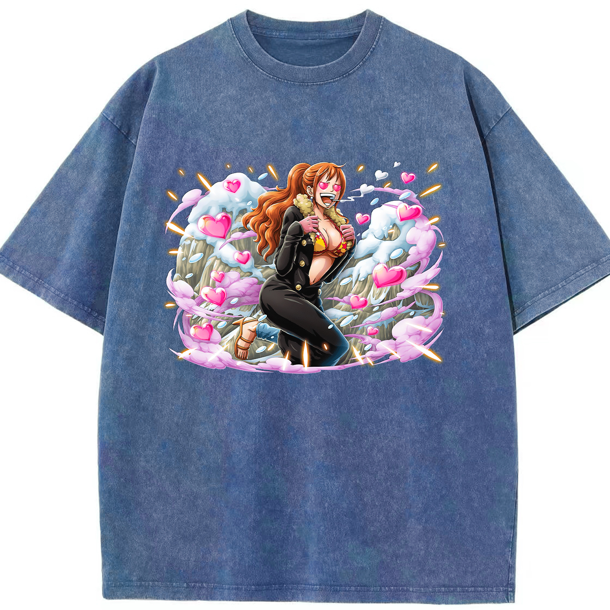 ワンピース ナミ ONE PIECE Nami 綿100% ヴィンテージ風 半袖Tシャツ（フロントプリント）