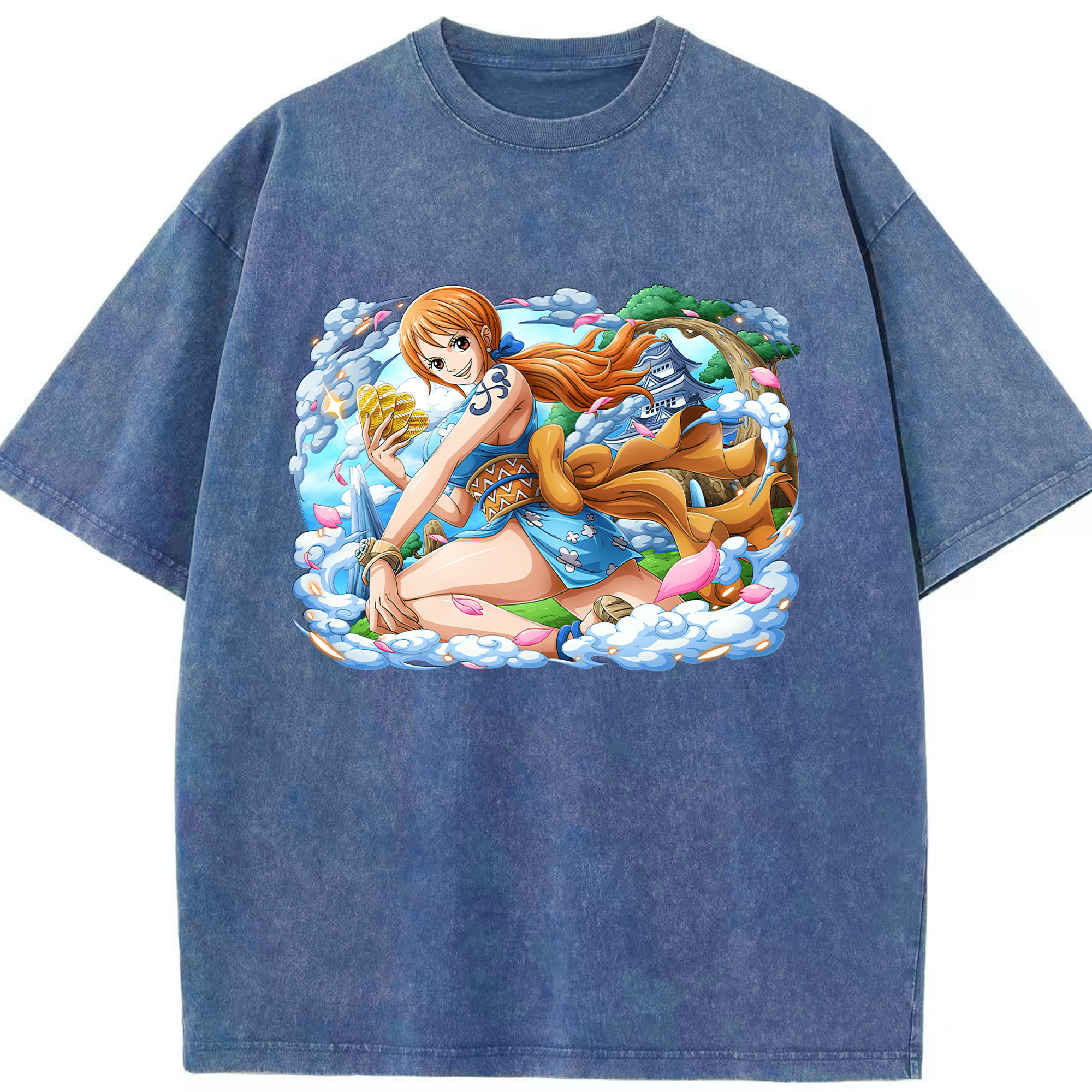 ワンピース ナミ ONE PIECE Nami 綿100% ヴィンテージ風 半袖Tシャツ（フロントプリント）