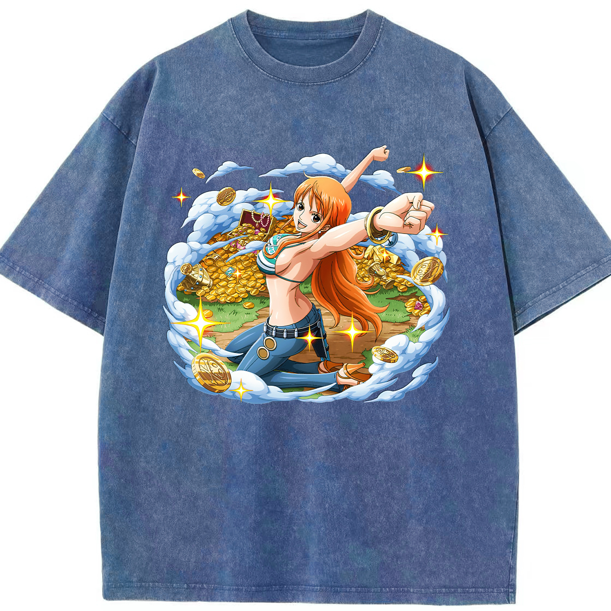ワンピース ナミ ONE PIECE Nami 綿100% ヴィンテージ風 半袖Tシャツ（フロントプリント）