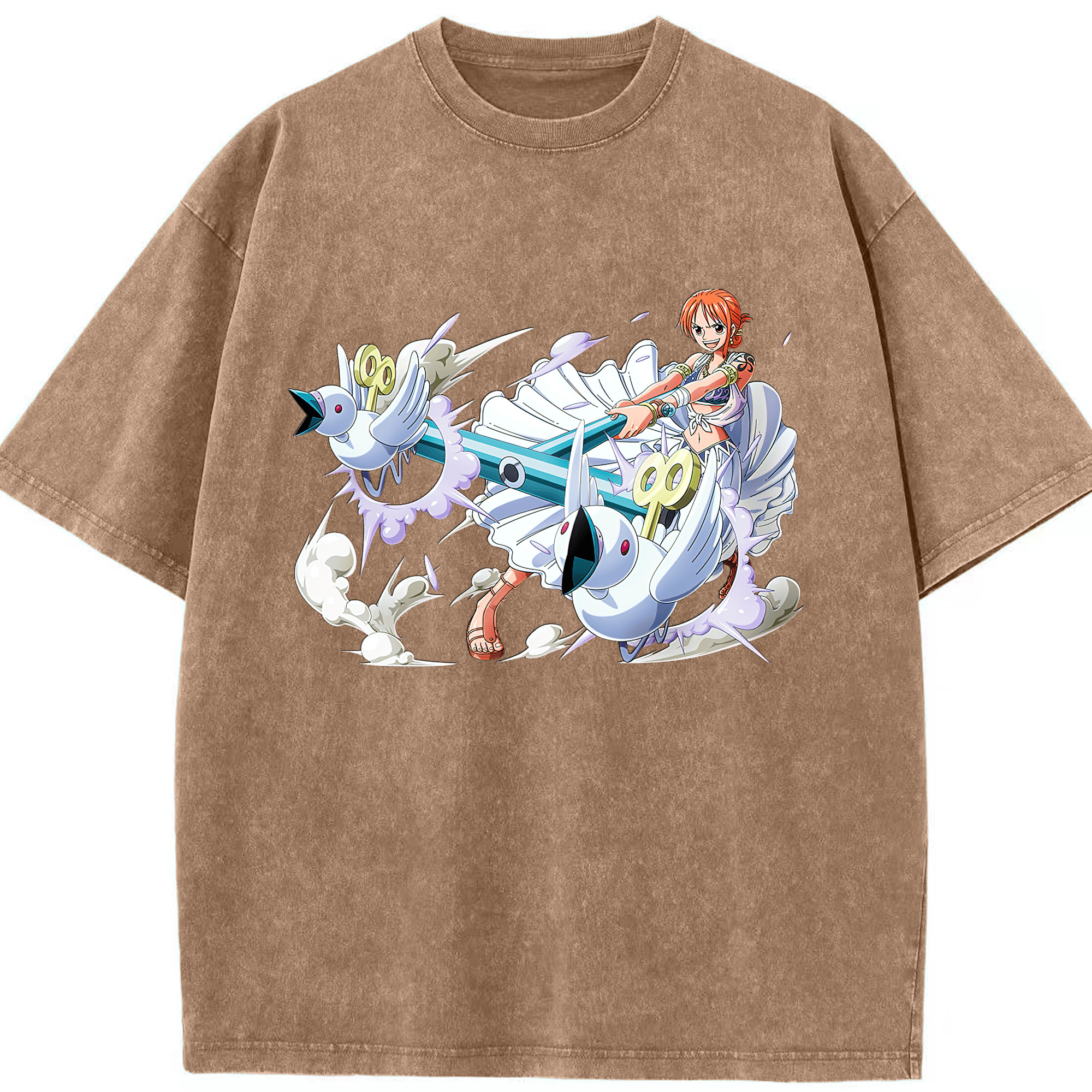 （画像用） ワンピース ナミ ONE PIECE Nami 綿100% ヴィンテージ風 半袖Tシャツ（フロントプリント）