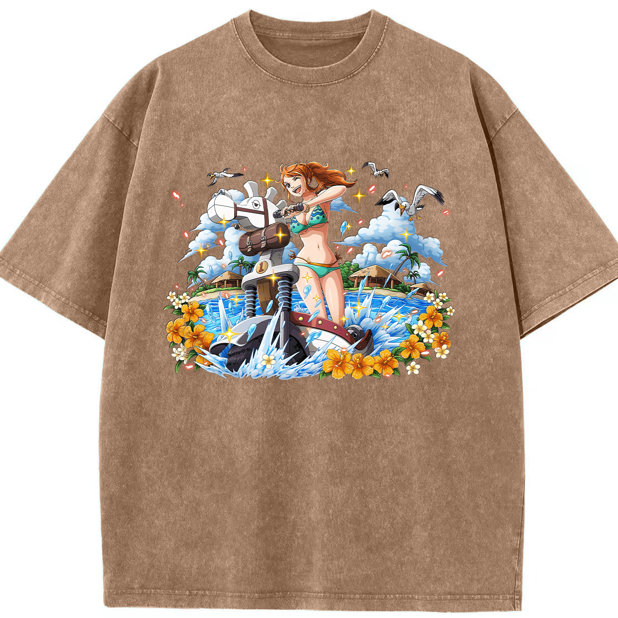 ワンピース ナミ ONE PIECE Nami 綿100% ヴィンテージ風 半袖Tシャツ（フロントプリント）