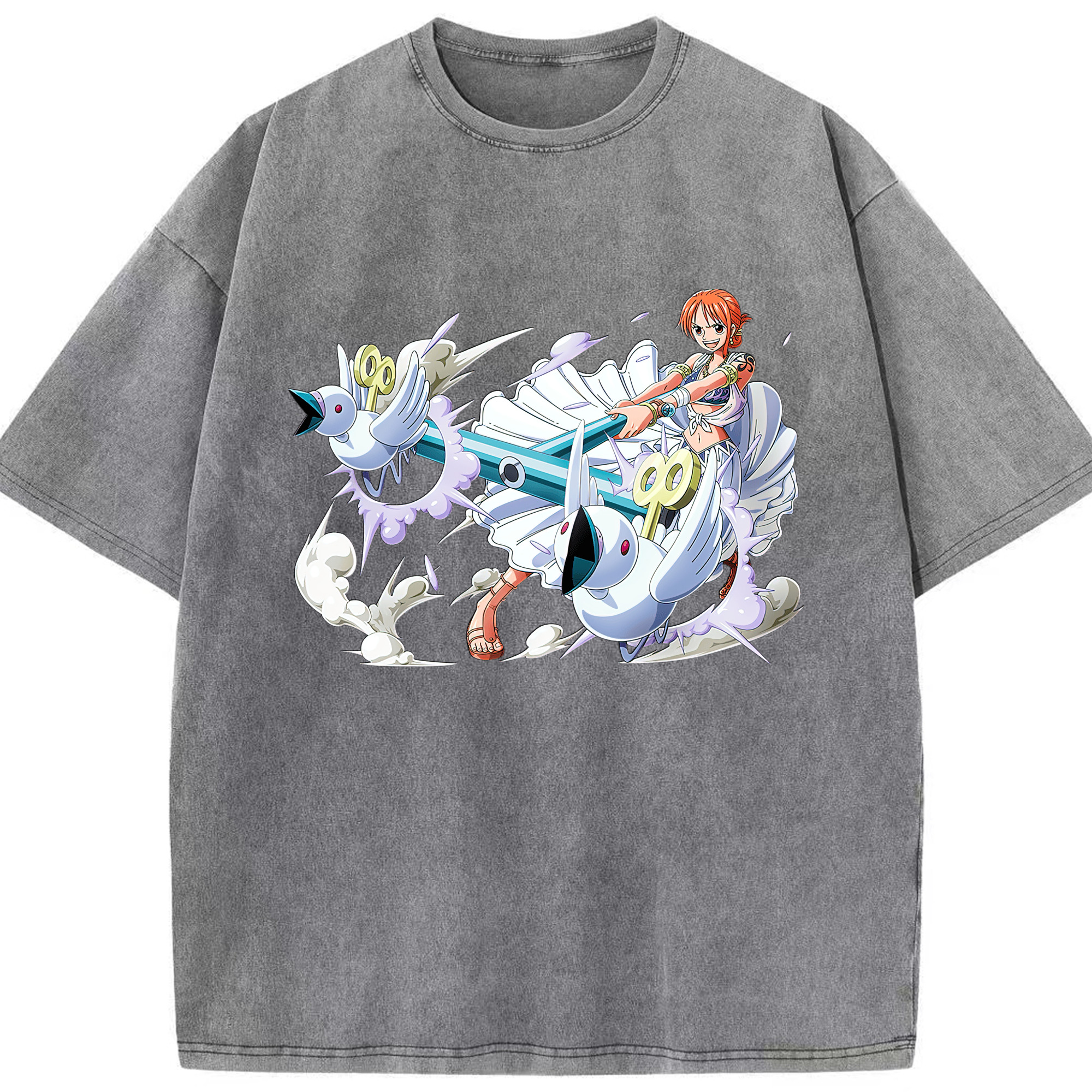 （画像用） ワンピース ナミ ONE PIECE Nami 綿100% ヴィンテージ風 半袖Tシャツ（フロントプリント）