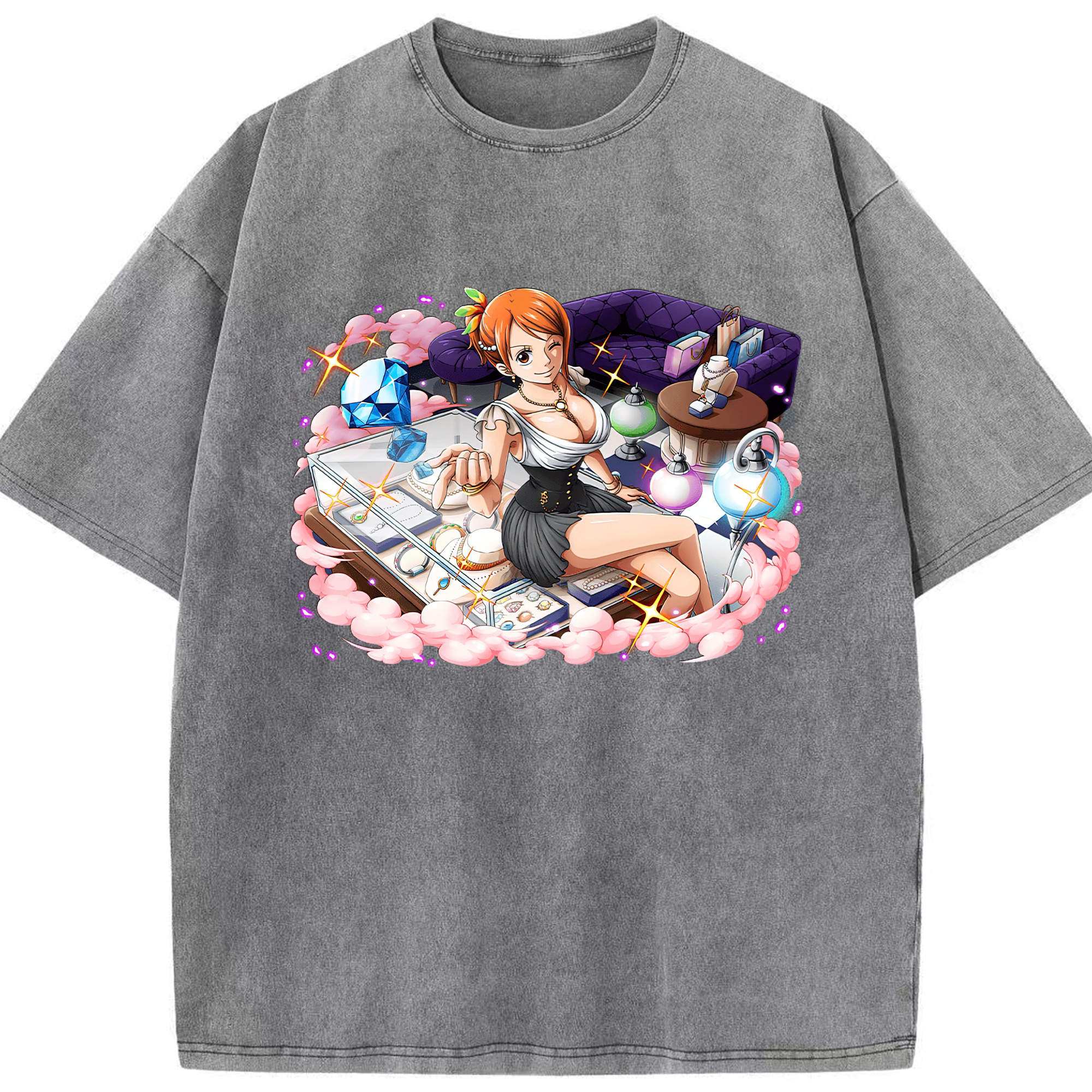 ワンピース ナミ ONE PIECE Nami 綿100% ヴィンテージ風 半袖Tシャツ（フロントプリント）