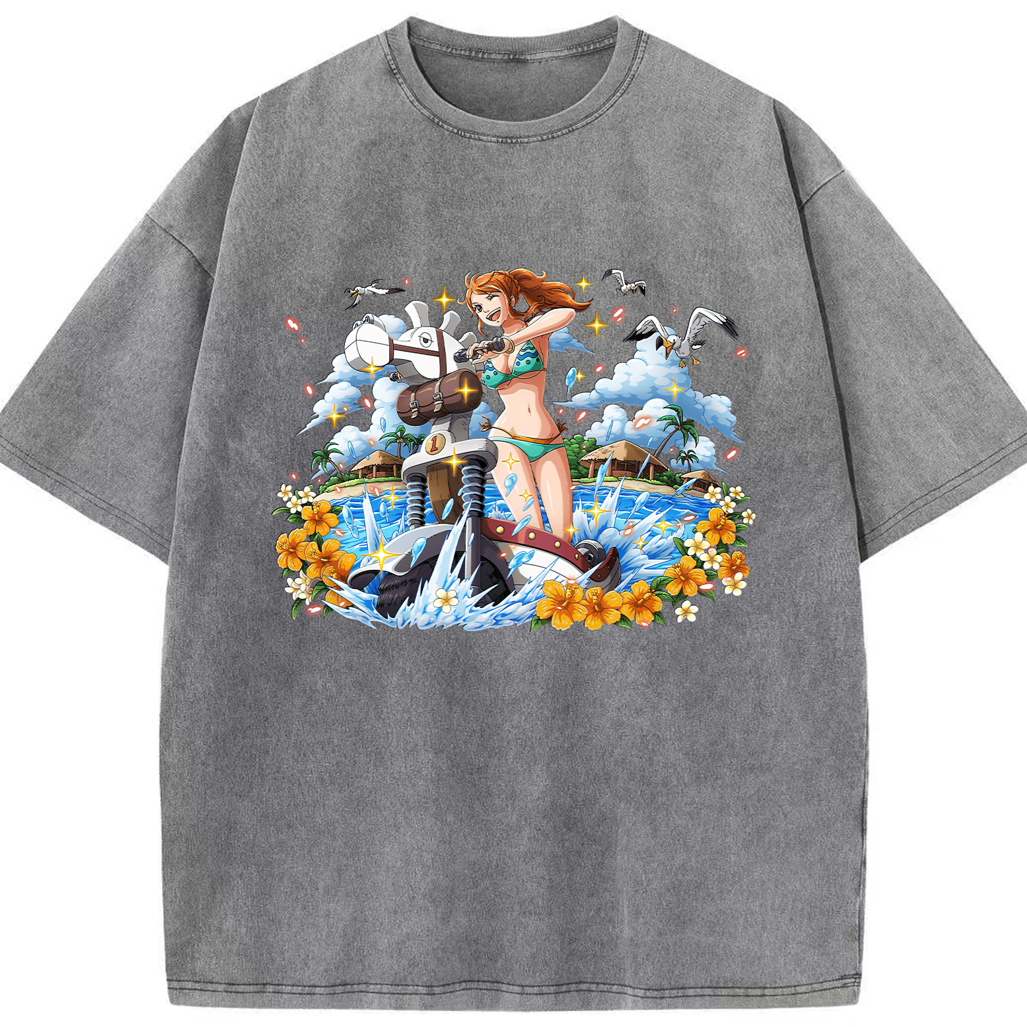 ワンピース ナミ ONE PIECE Nami 綿100% ヴィンテージ風 半袖Tシャツ（フロントプリント）