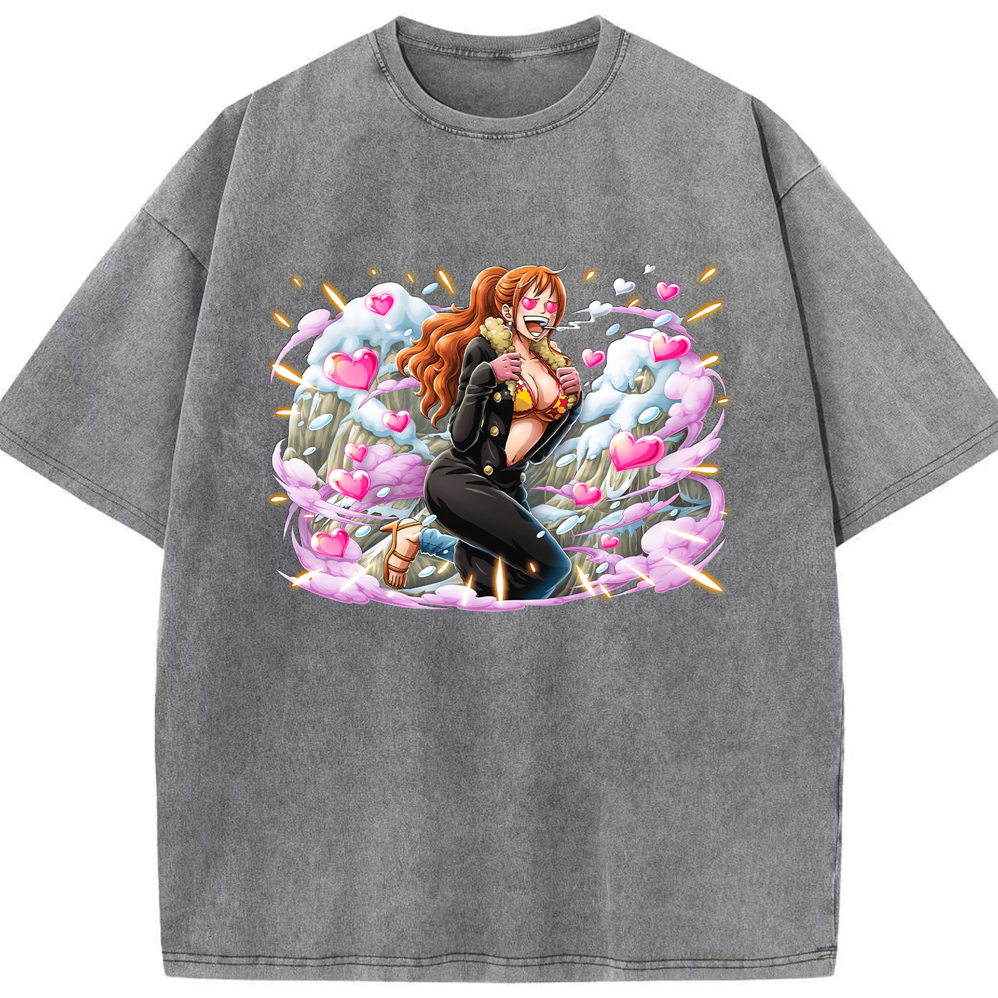 ワンピース ナミ ONE PIECE Nami 綿100% ヴィンテージ風 半袖Tシャツ（フロントプリント）