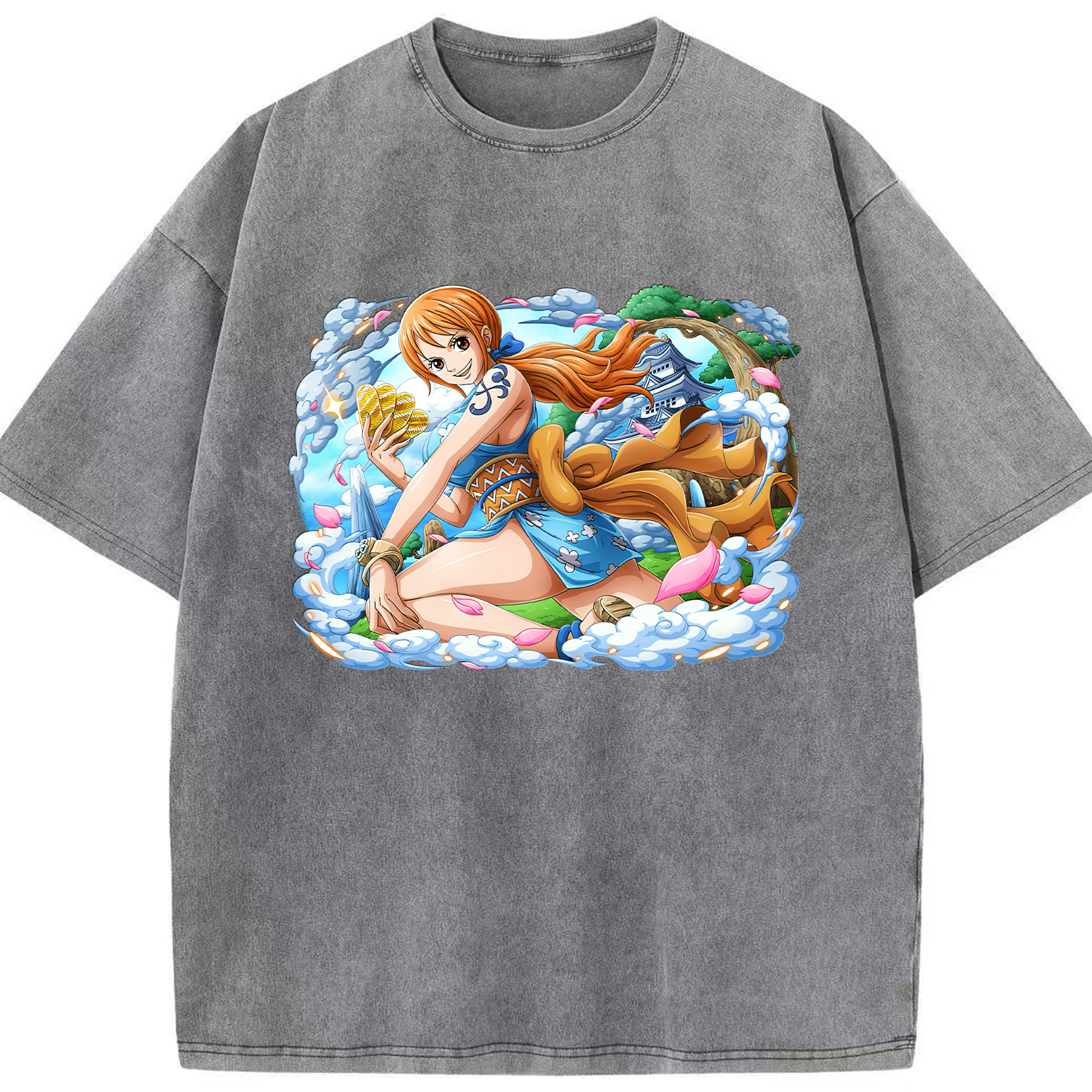 ワンピース ナミ ONE PIECE Nami 綿100% ヴィンテージ風 半袖Tシャツ（フロントプリント）