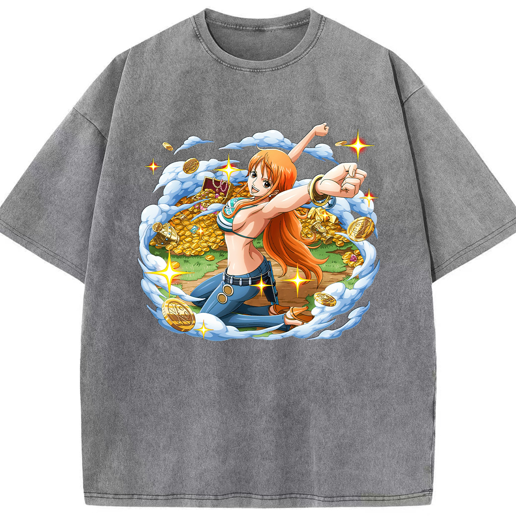 ワンピース ナミ ONE PIECE Nami 綿100% ヴィンテージ風 半袖Tシャツ（フロントプリント）