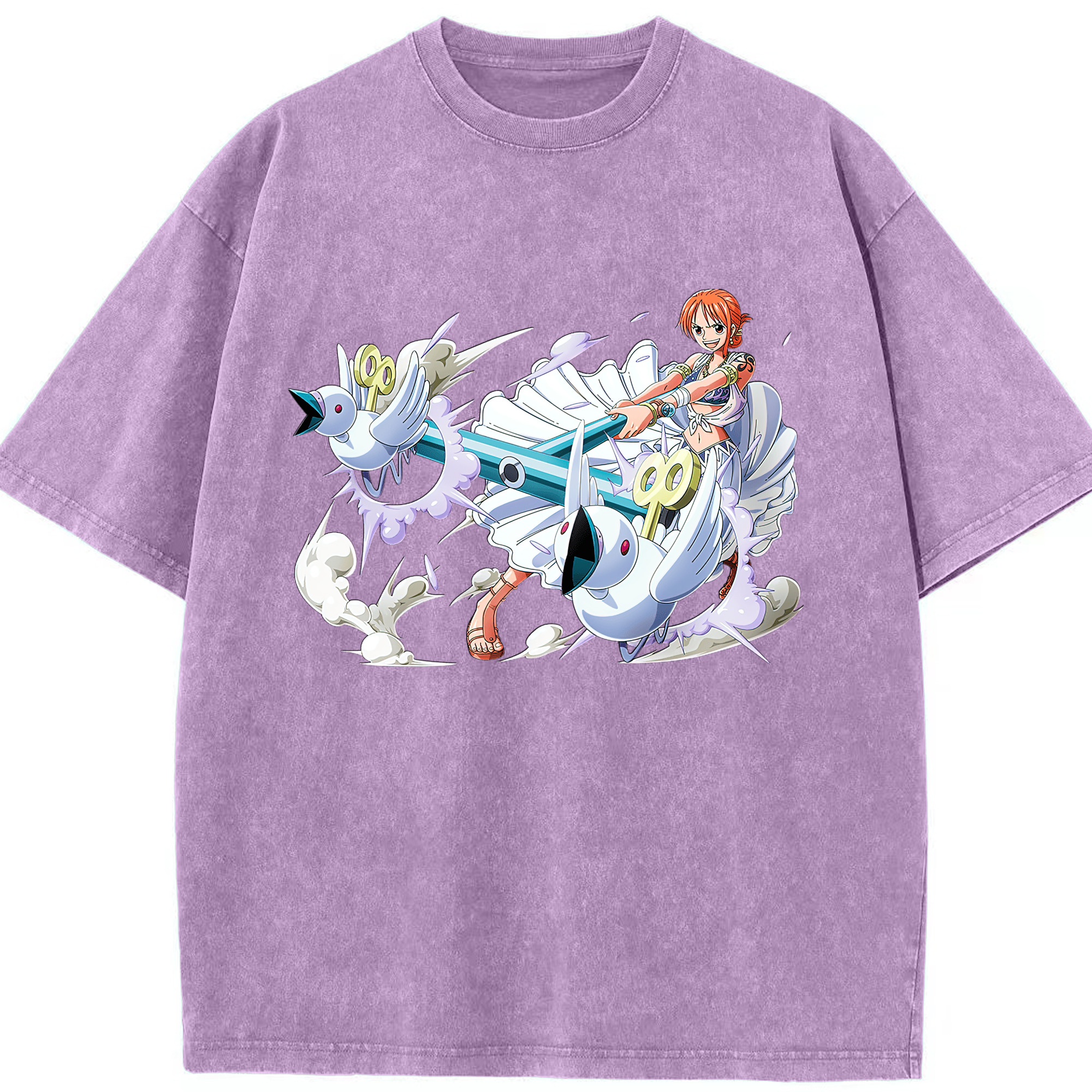 （画像用） ワンピース ナミ ONE PIECE Nami 綿100% ヴィンテージ風 半袖Tシャツ（フロントプリント）
