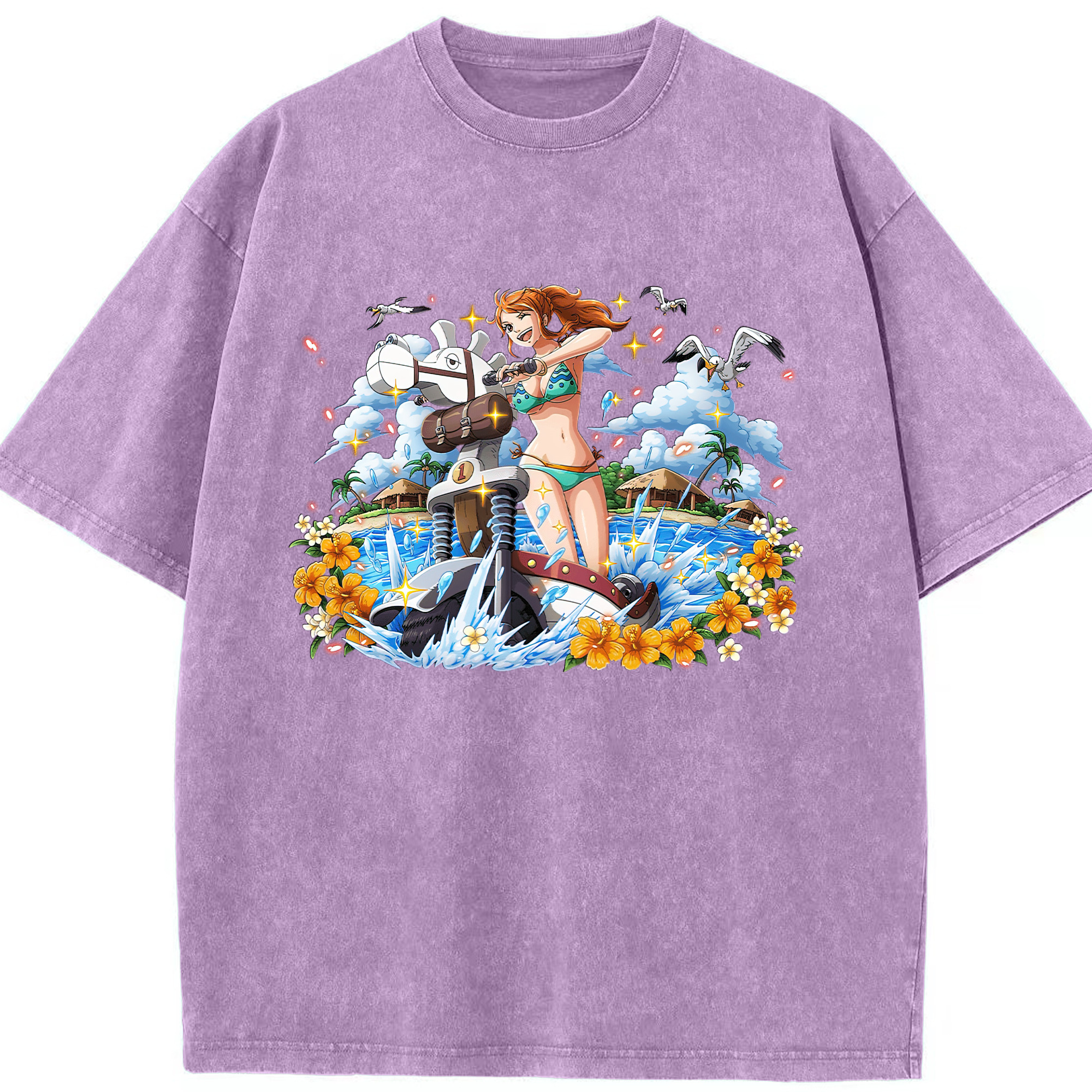 ワンピース ナミ ONE PIECE Nami 綿100% ヴィンテージ風 半袖Tシャツ（フロントプリント）