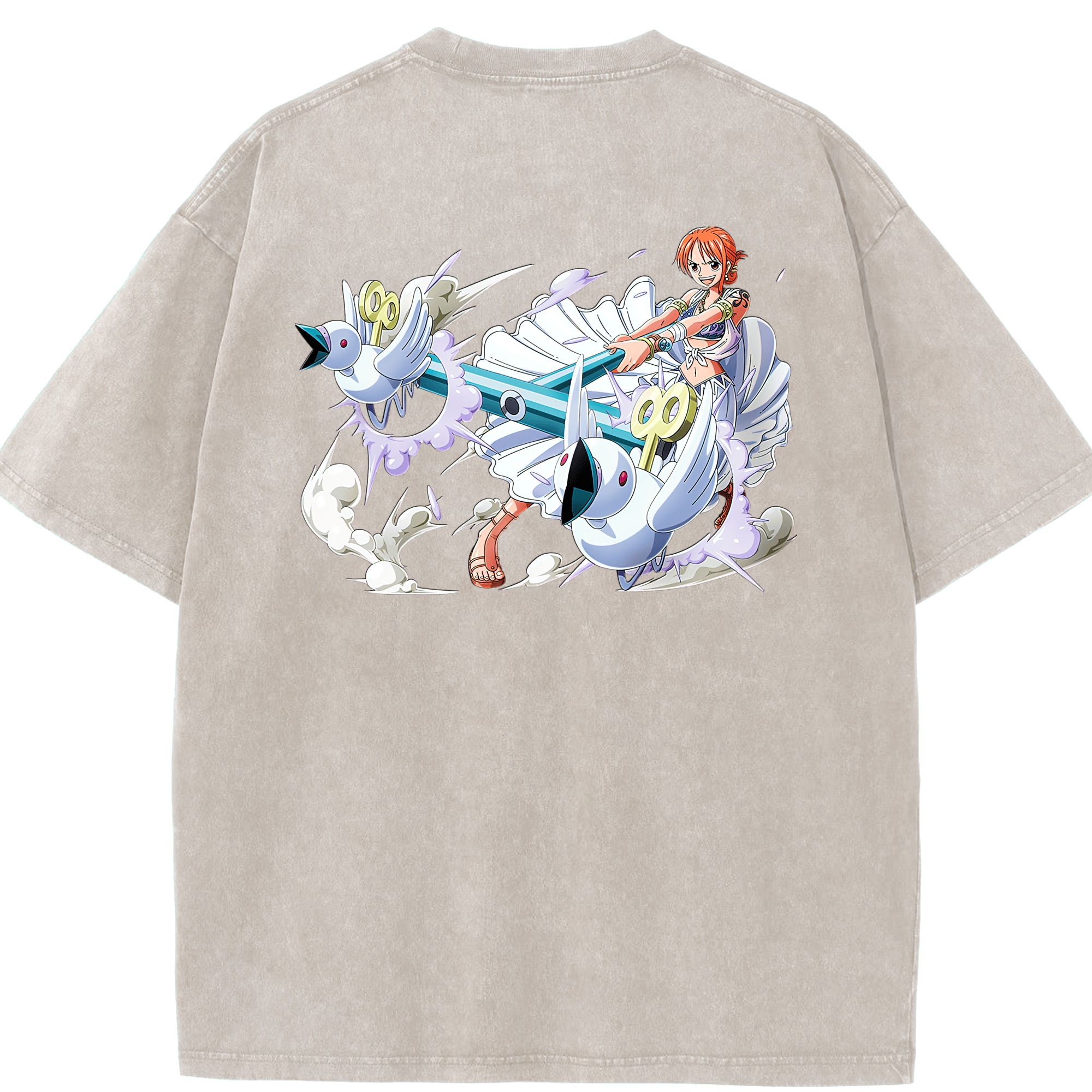 ワンピース ナミ ONE PIECE Nami 綿100% ヴィンテージ風 半袖Tシャツ（背面プリント）