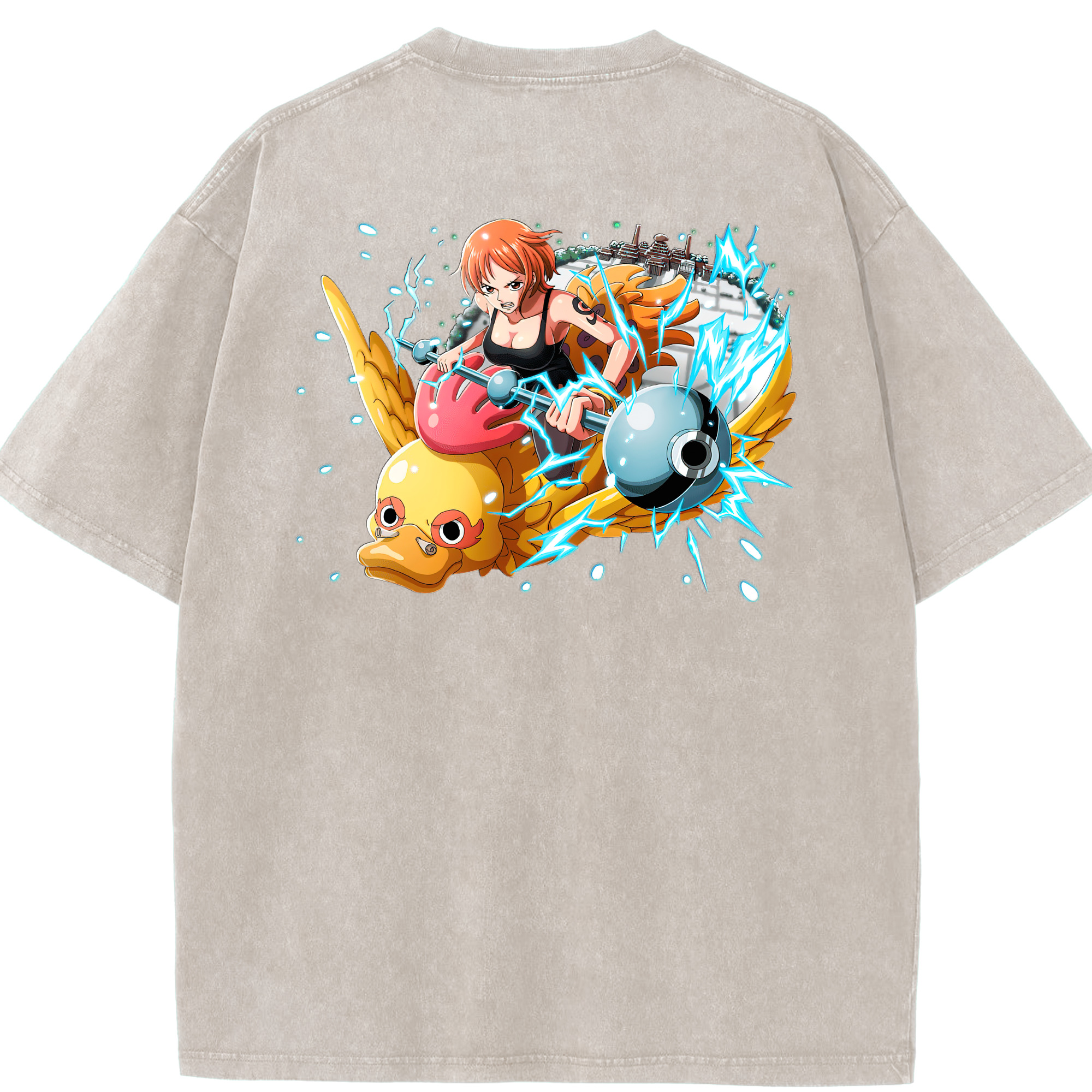 ワンピース ナミ ONE PIECE Nami 綿100% ヴィンテージ風 半袖Tシャツ（背面プリント）