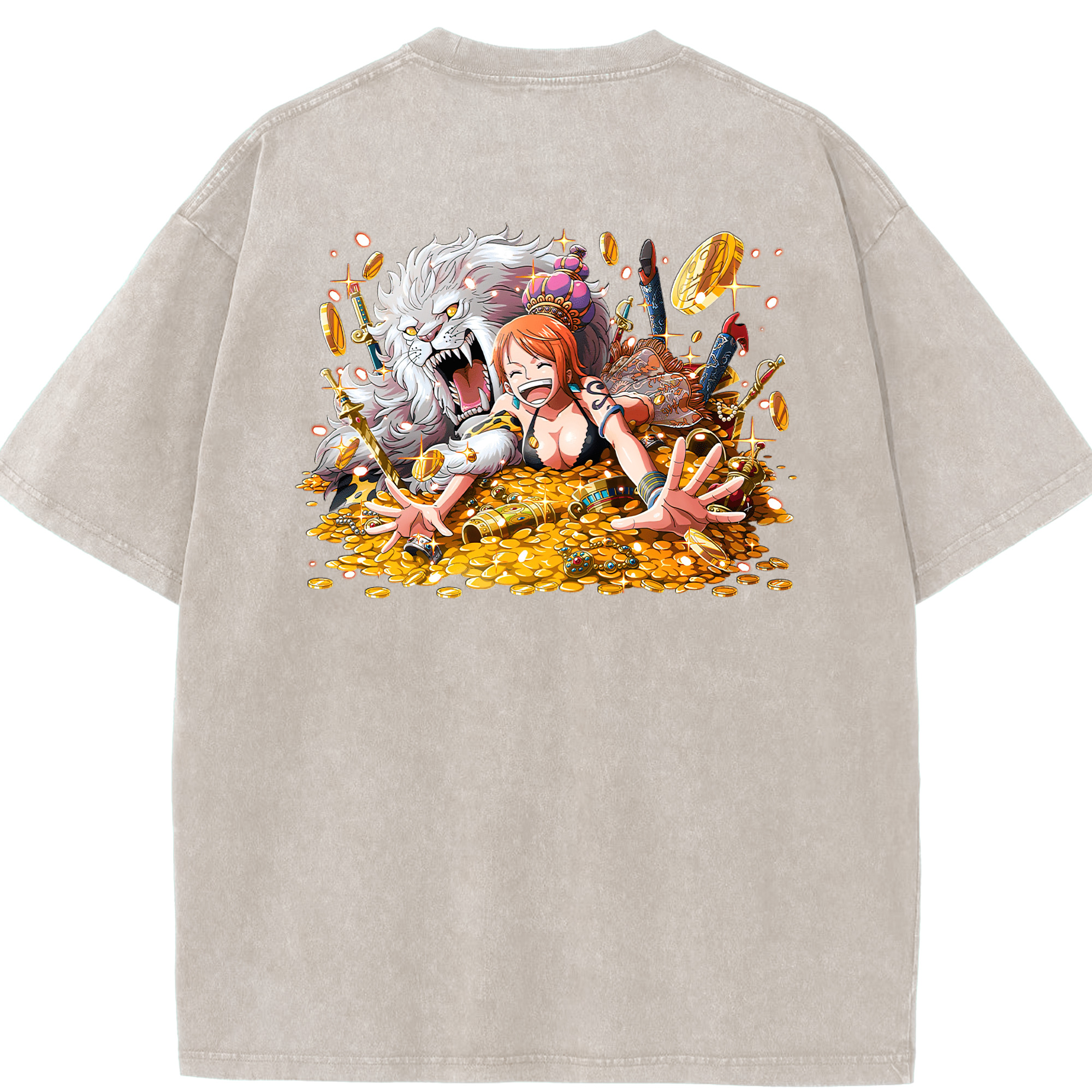 ワンピース ナミ ONE PIECE Nami 綿100% ヴィンテージ風 半袖Tシャツ（背面プリント）