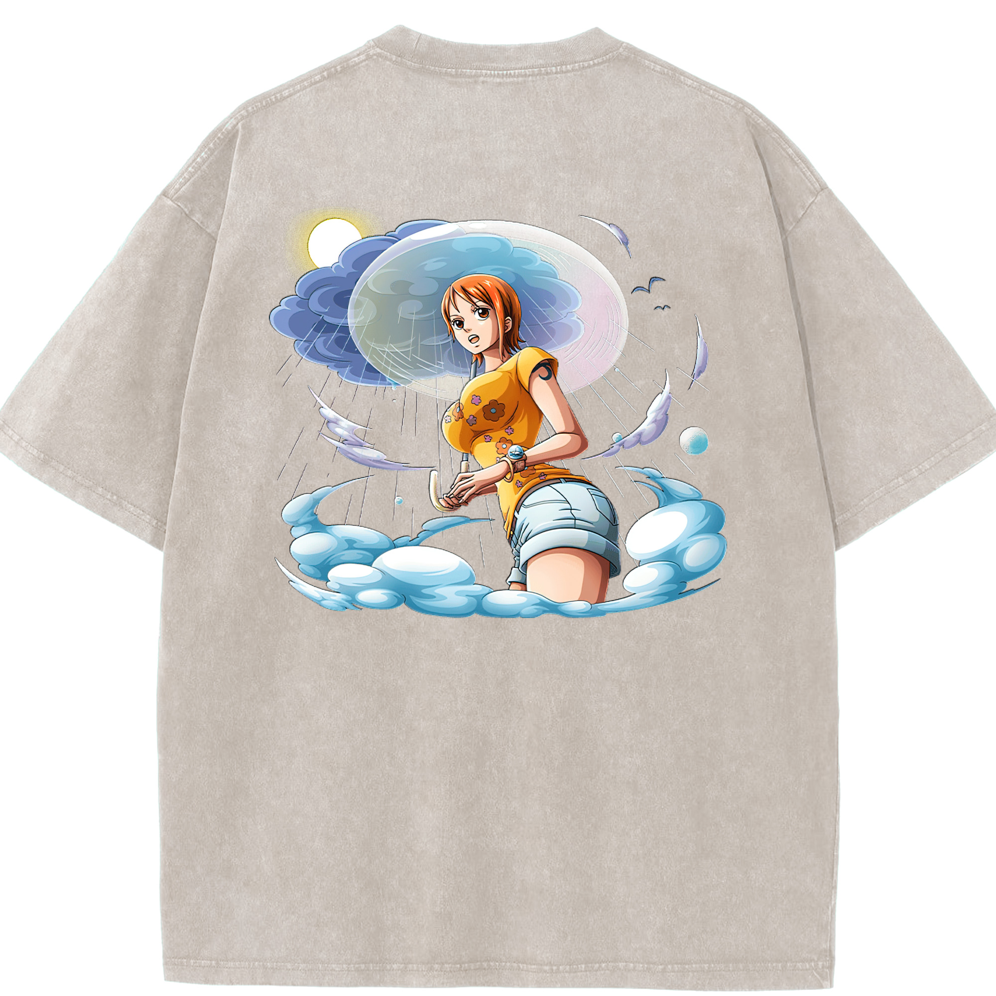 ワンピース ナミ ONE PIECE Nami 綿100% ヴィンテージ風 半袖Tシャツ（背面プリント）