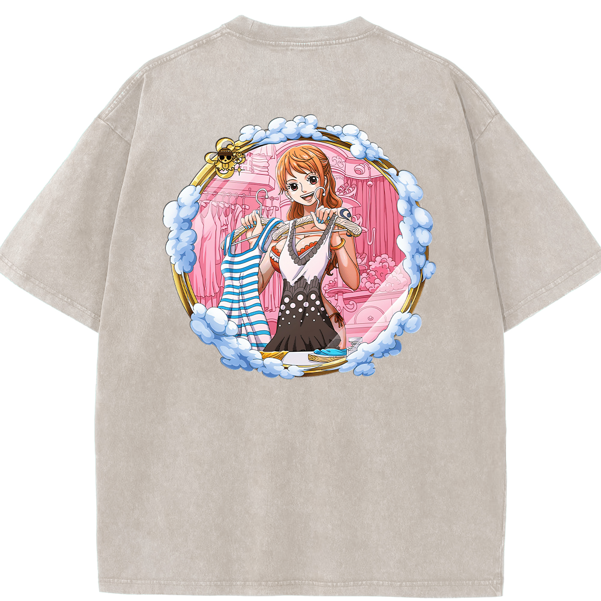 ワンピース ナミ ONE PIECE Nami 綿100% ヴィンテージ風 半袖Tシャツ（背面プリント）