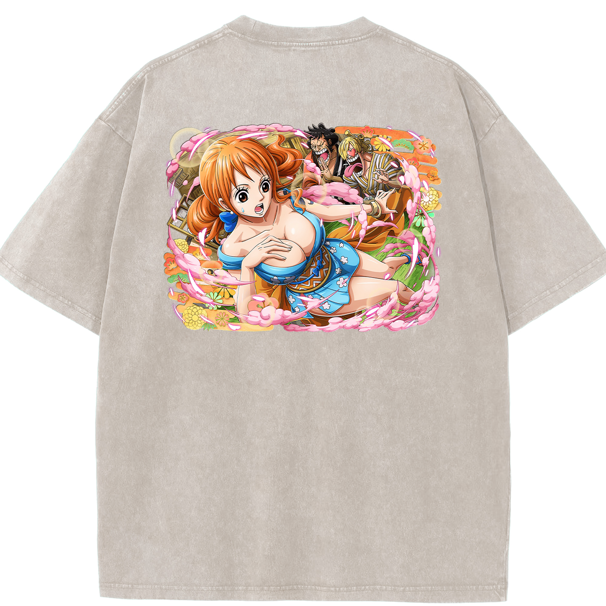 ワンピース ナミ ONE PIECE Nami 綿100% ヴィンテージ風 半袖Tシャツ（背面プリント）