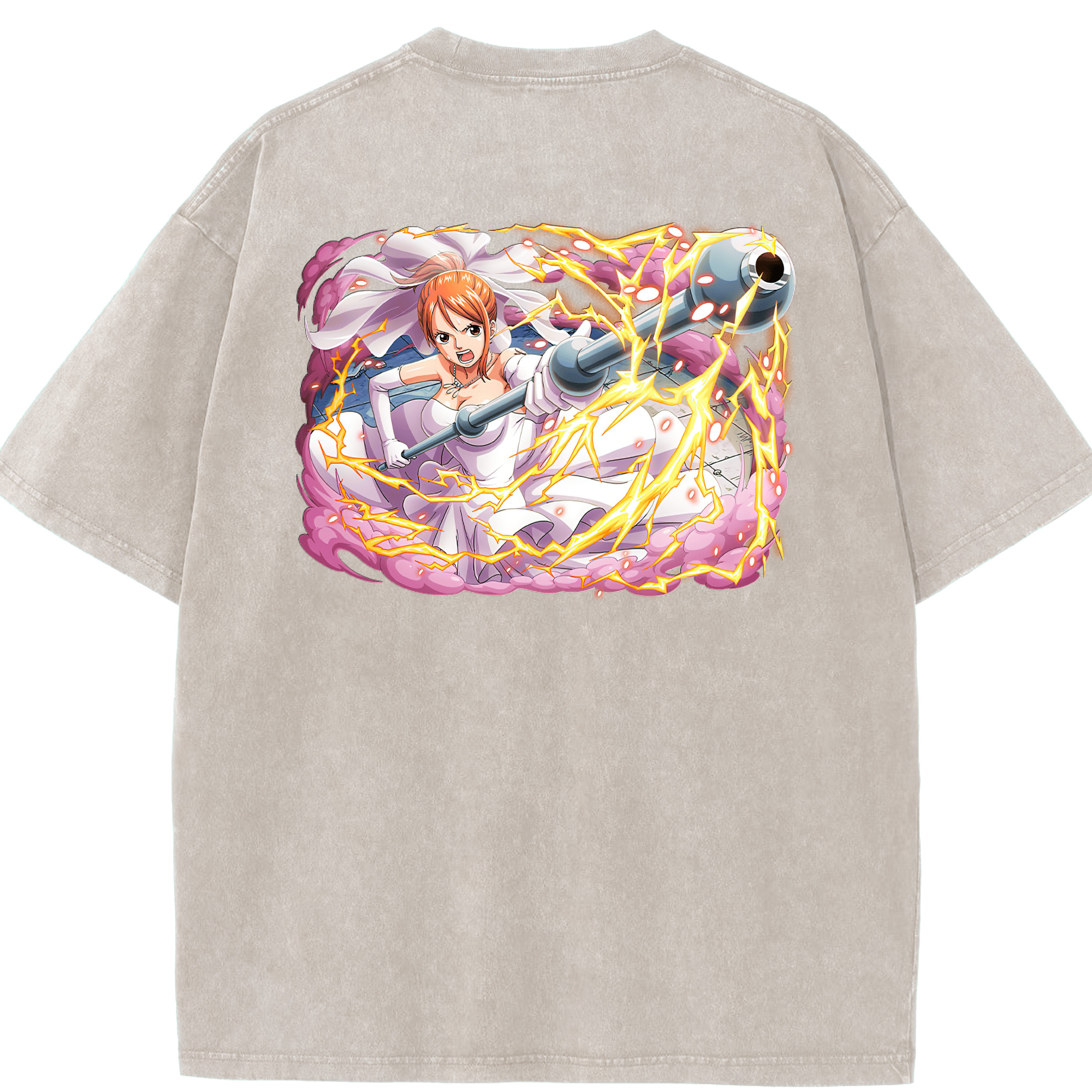 ワンピース ナミ ONE PIECE Nami 綿100% ヴィンテージ風 半袖Tシャツ（背面プリント）