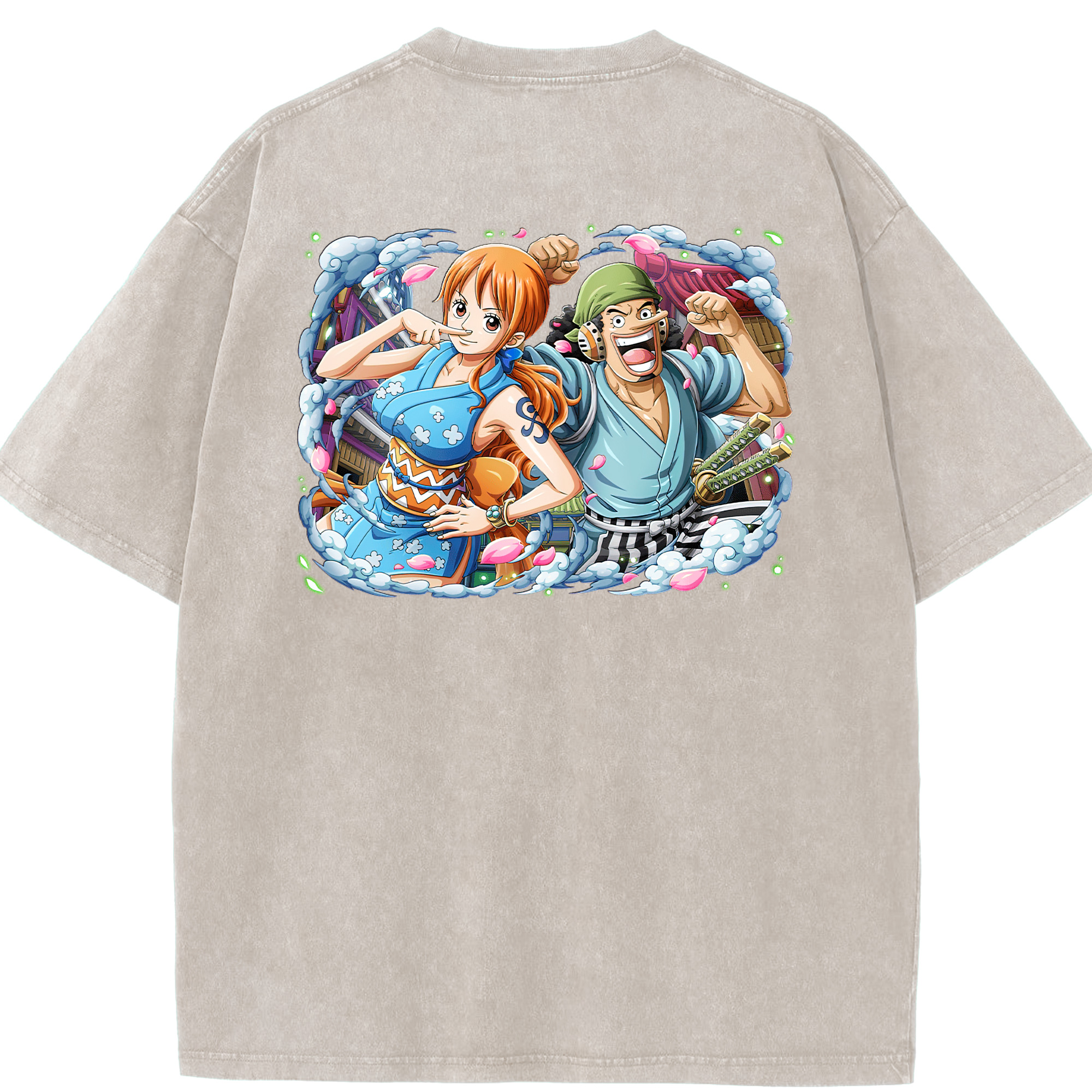 ワンピース ナミ ONE PIECE Nami 綿100% ヴィンテージ風 半袖Tシャツ（背面プリント）