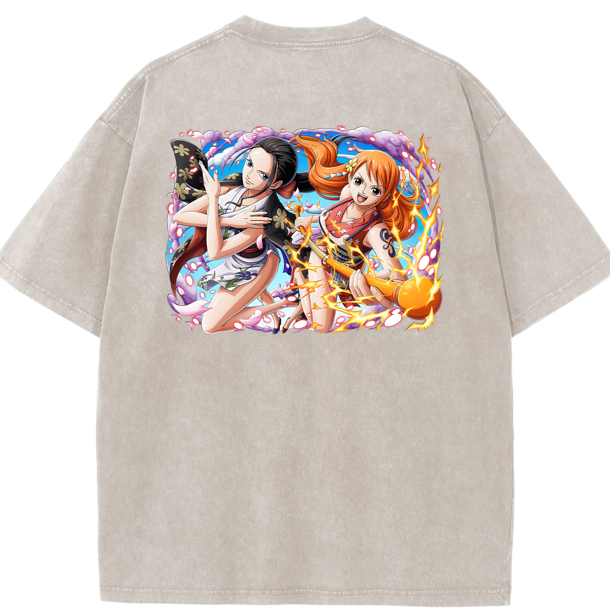 ワンピース ナミ ONE PIECE Nami 綿100% ヴィンテージ風 半袖Tシャツ（背面プリント）
