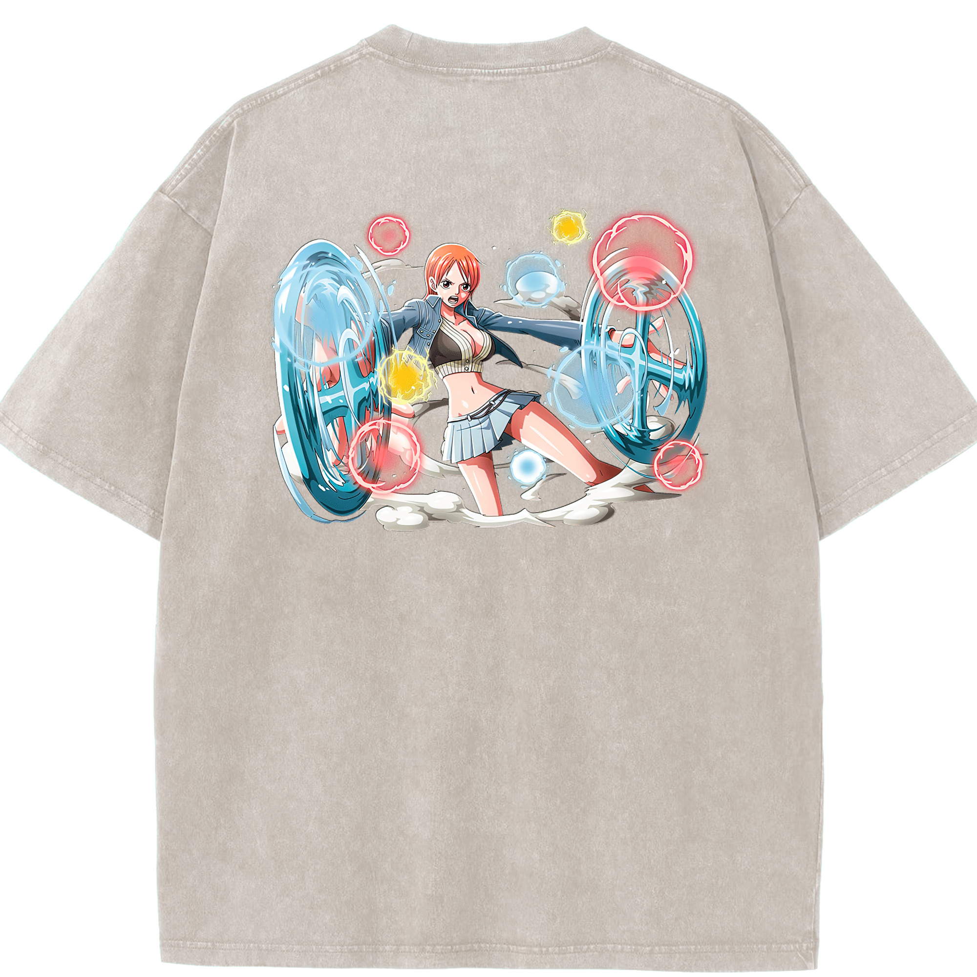 ワンピース ナミ ONE PIECE Nami 綿100% ヴィンテージ風 半袖Tシャツ（背面プリント）