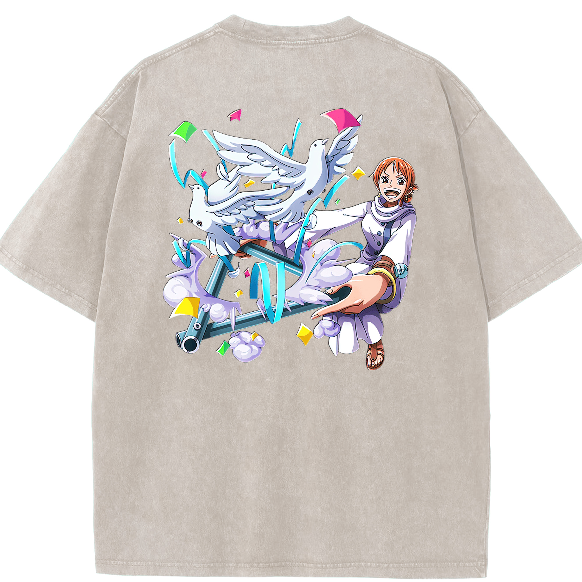 ワンピース ナミ ONE PIECE Nami 綿100% ヴィンテージ風 半袖Tシャツ（背面プリント）