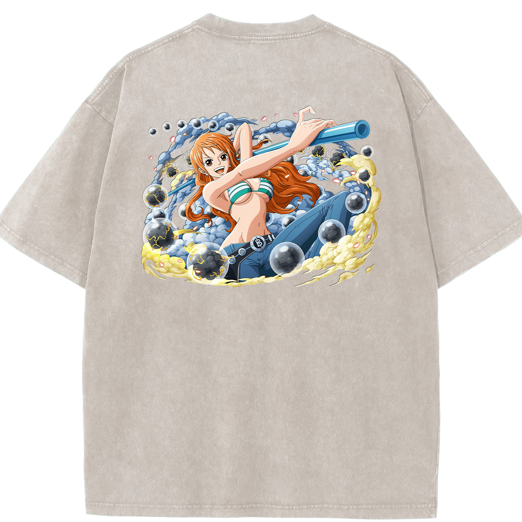 ワンピース ナミ ONE PIECE Nami 綿100% ヴィンテージ風 半袖Tシャツ（背面プリント）
