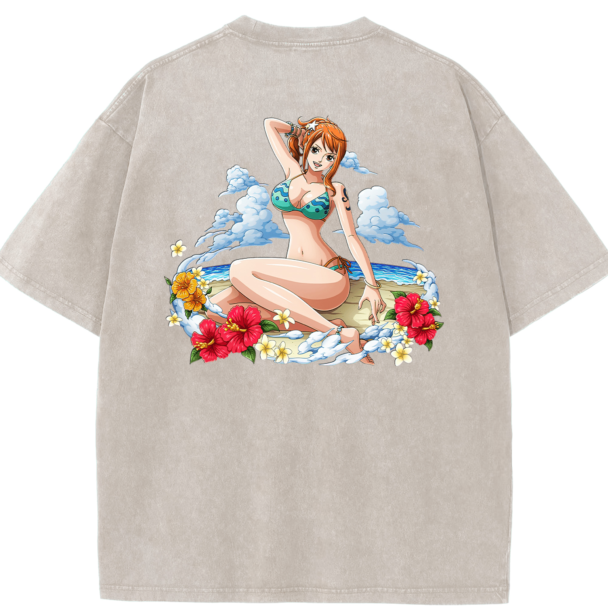 ワンピース ナミ ONE PIECE Nami 綿100% ヴィンテージ風 半袖Tシャツ（背面プリント）