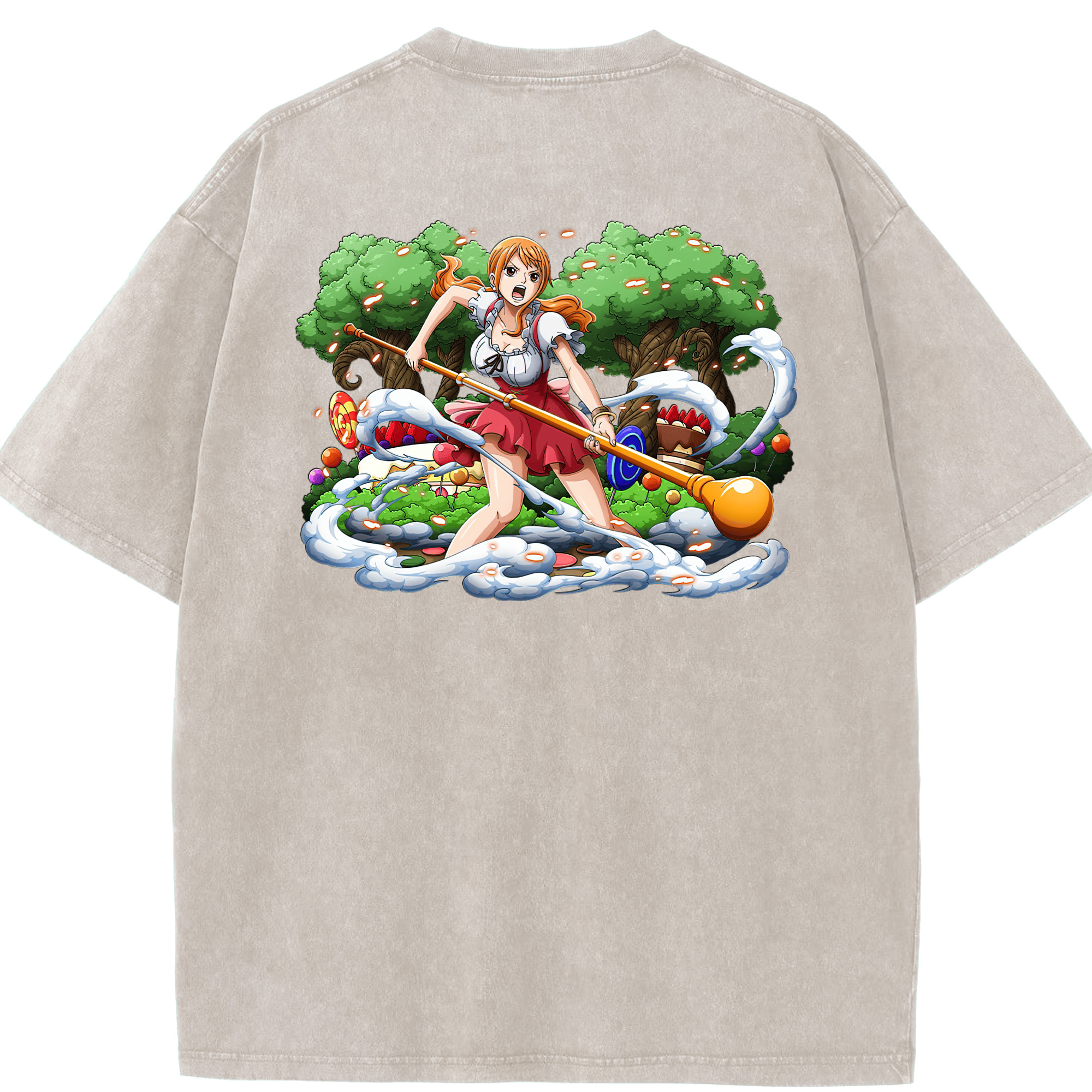 ワンピース ナミ ONE PIECE Nami 綿100% ヴィンテージ風 半袖Tシャツ（背面プリント）