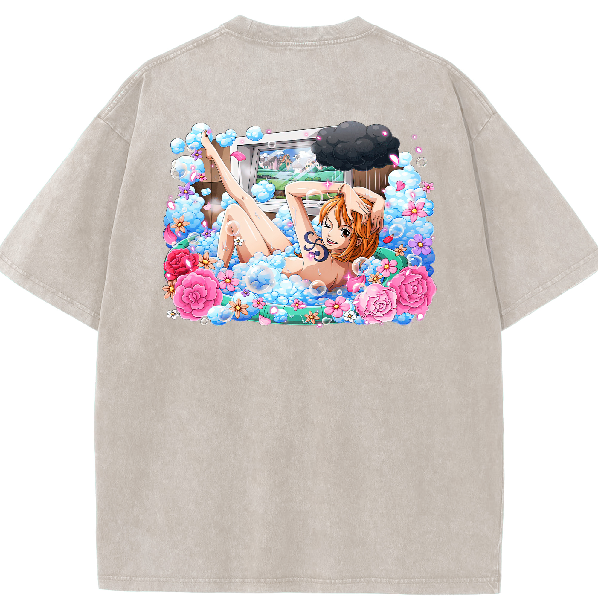 ワンピース ナミ ONE PIECE Nami 綿100% ヴィンテージ風 半袖Tシャツ（背面プリント）