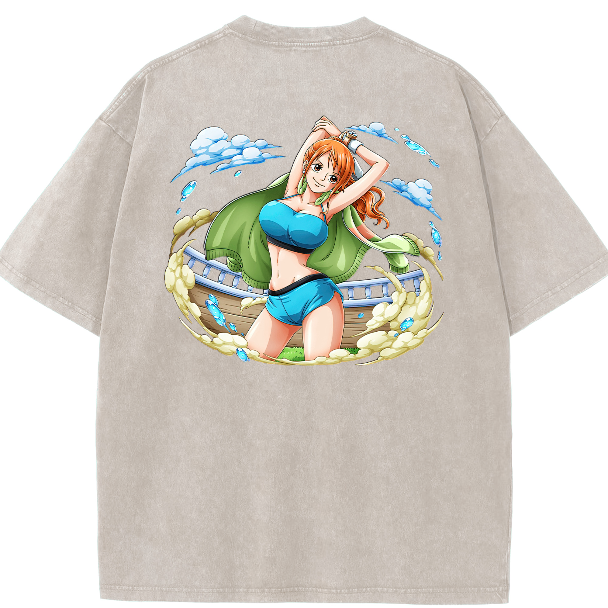 ワンピース ナミ ONE PIECE Nami 綿100% ヴィンテージ風 半袖Tシャツ（背面プリント）
