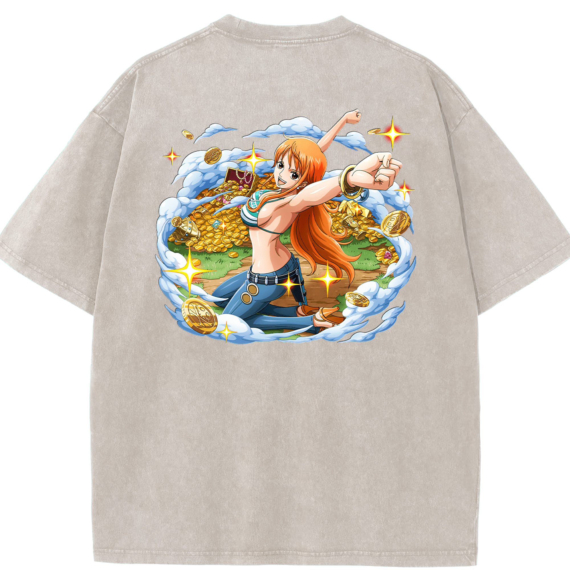 ワンピース ナミ ONE PIECE Nami 綿100% ヴィンテージ風 半袖Tシャツ（背面プリント）