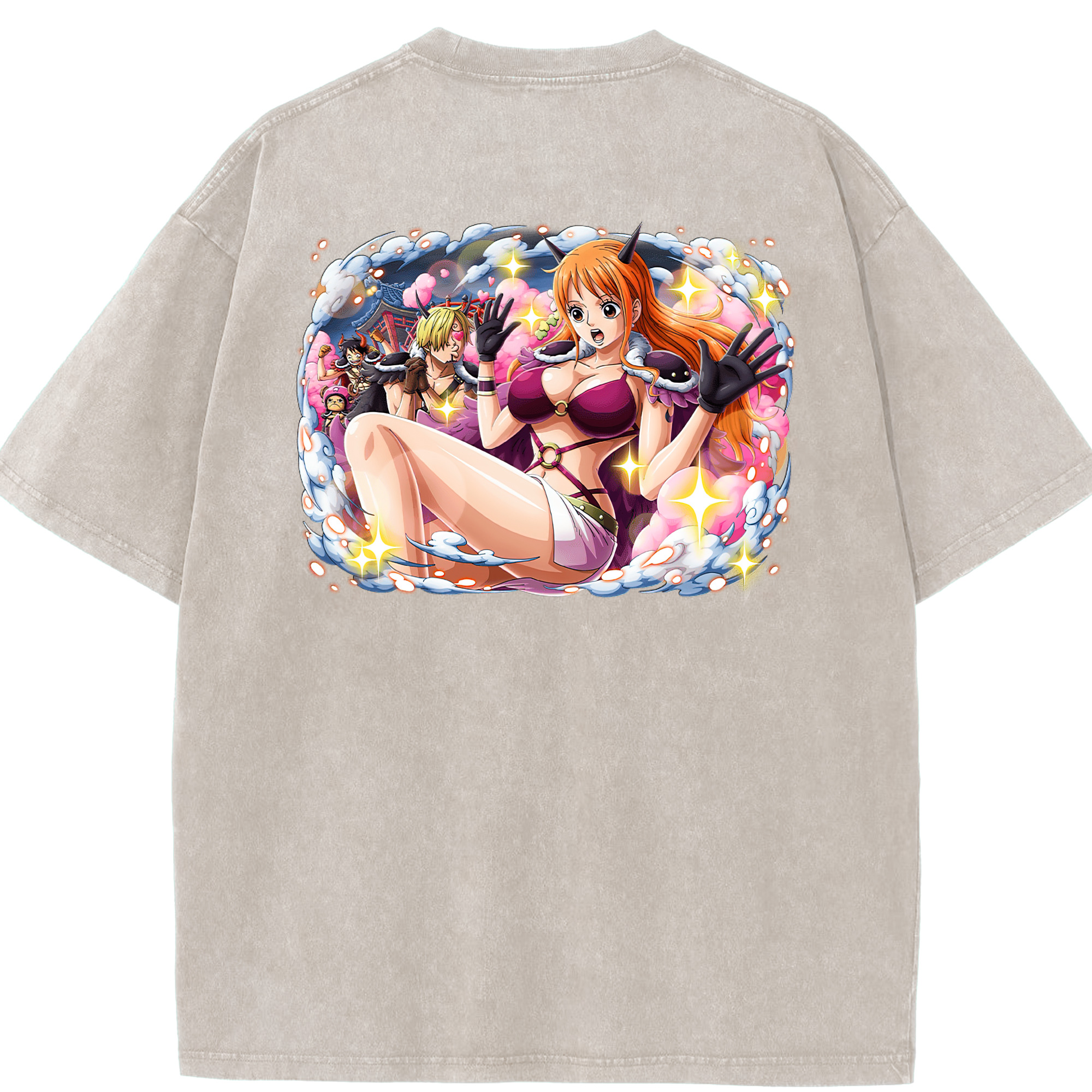ワンピース ナミ ONE PIECE Nami 綿100% ヴィンテージ風 半袖Tシャツ（背面プリント）