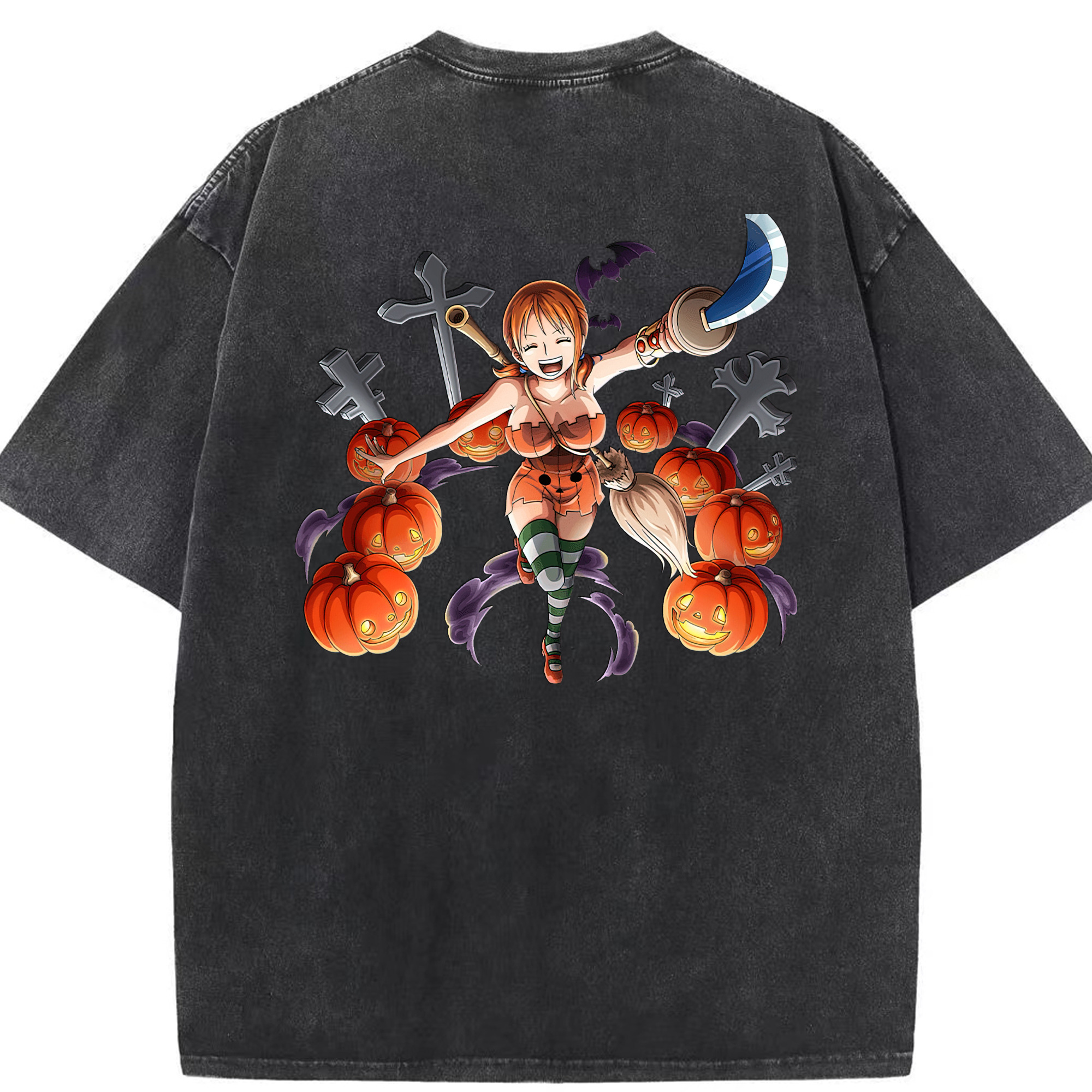 ワンピース ナミ ONE PIECE Nami 綿100% ヴィンテージ風 半袖Tシャツ（背面プリント）