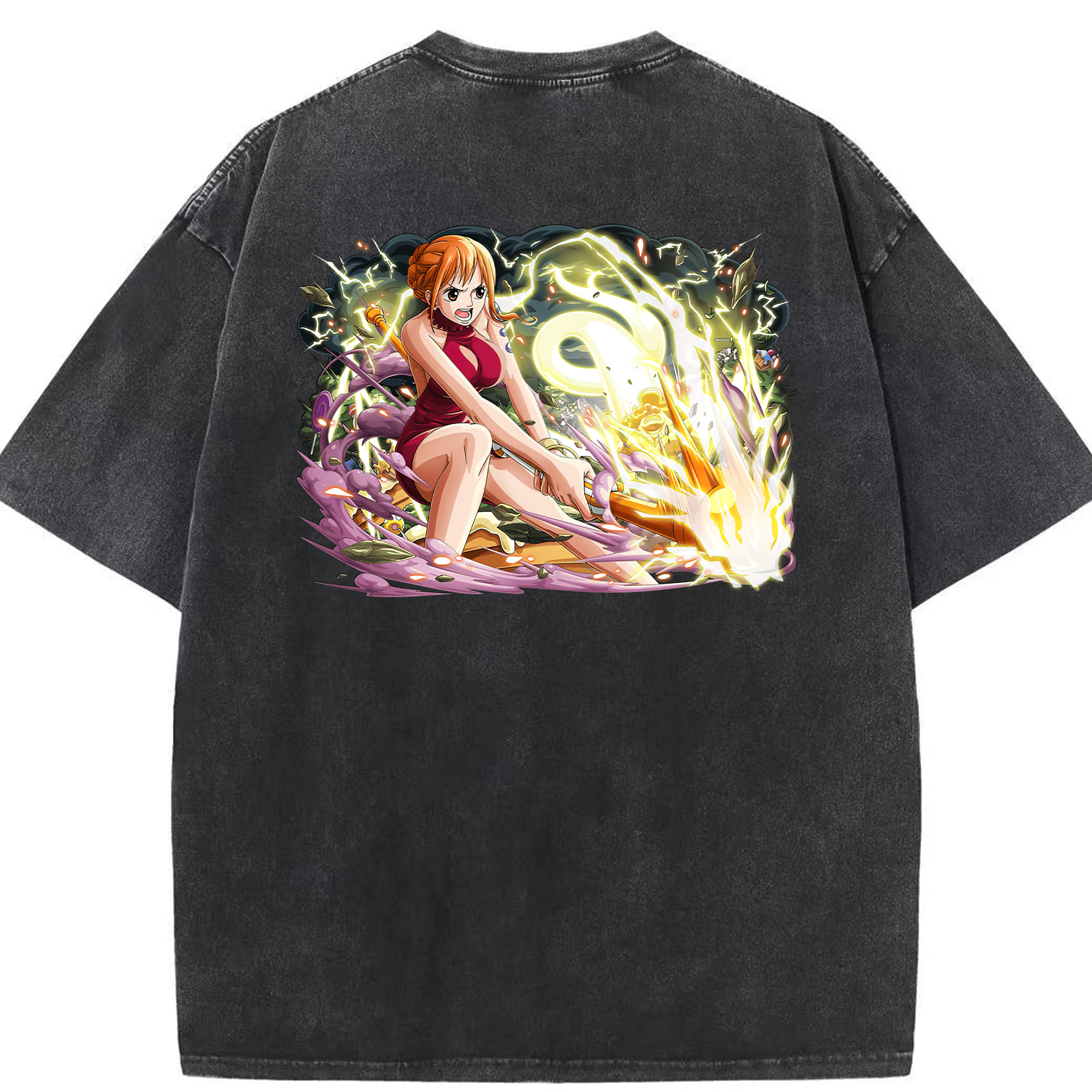 ワンピース ナミ ONE PIECE Nami 綿100% ヴィンテージ風 半袖Tシャツ（背面プリント）