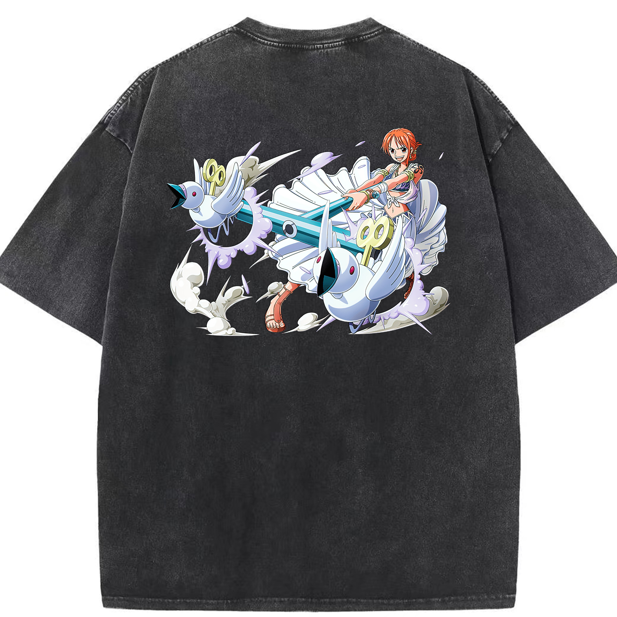 ワンピース ナミ ONE PIECE Nami 綿100% ヴィンテージ風 半袖Tシャツ（背面プリント）