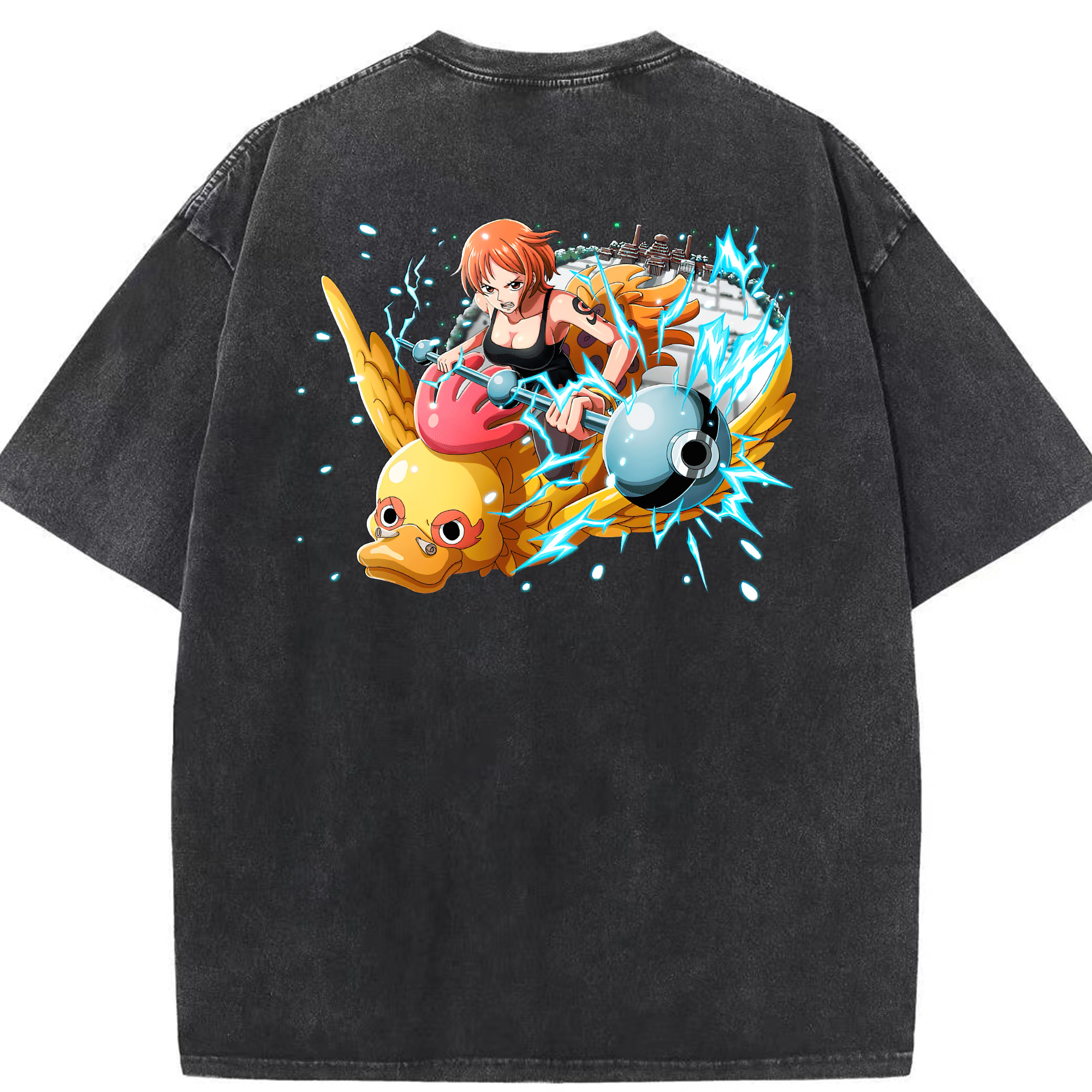 ワンピース ナミ ONE PIECE Nami 綿100% ヴィンテージ風 半袖Tシャツ（背面プリント）
