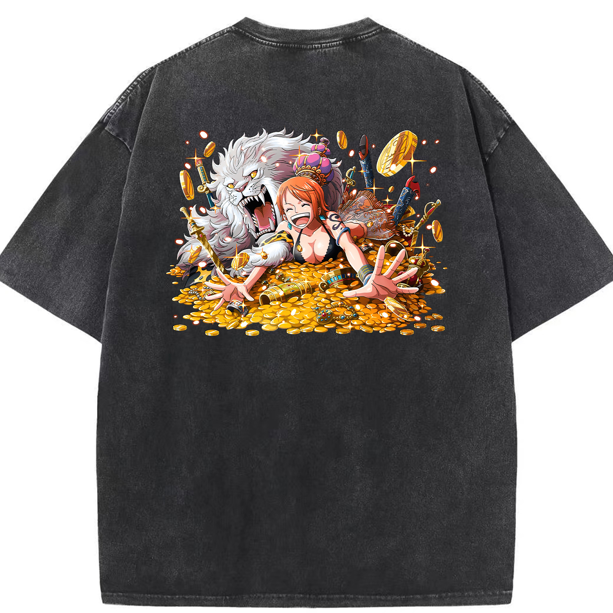 ワンピース ナミ ONE PIECE Nami 綿100% ヴィンテージ風 半袖Tシャツ（背面プリント）