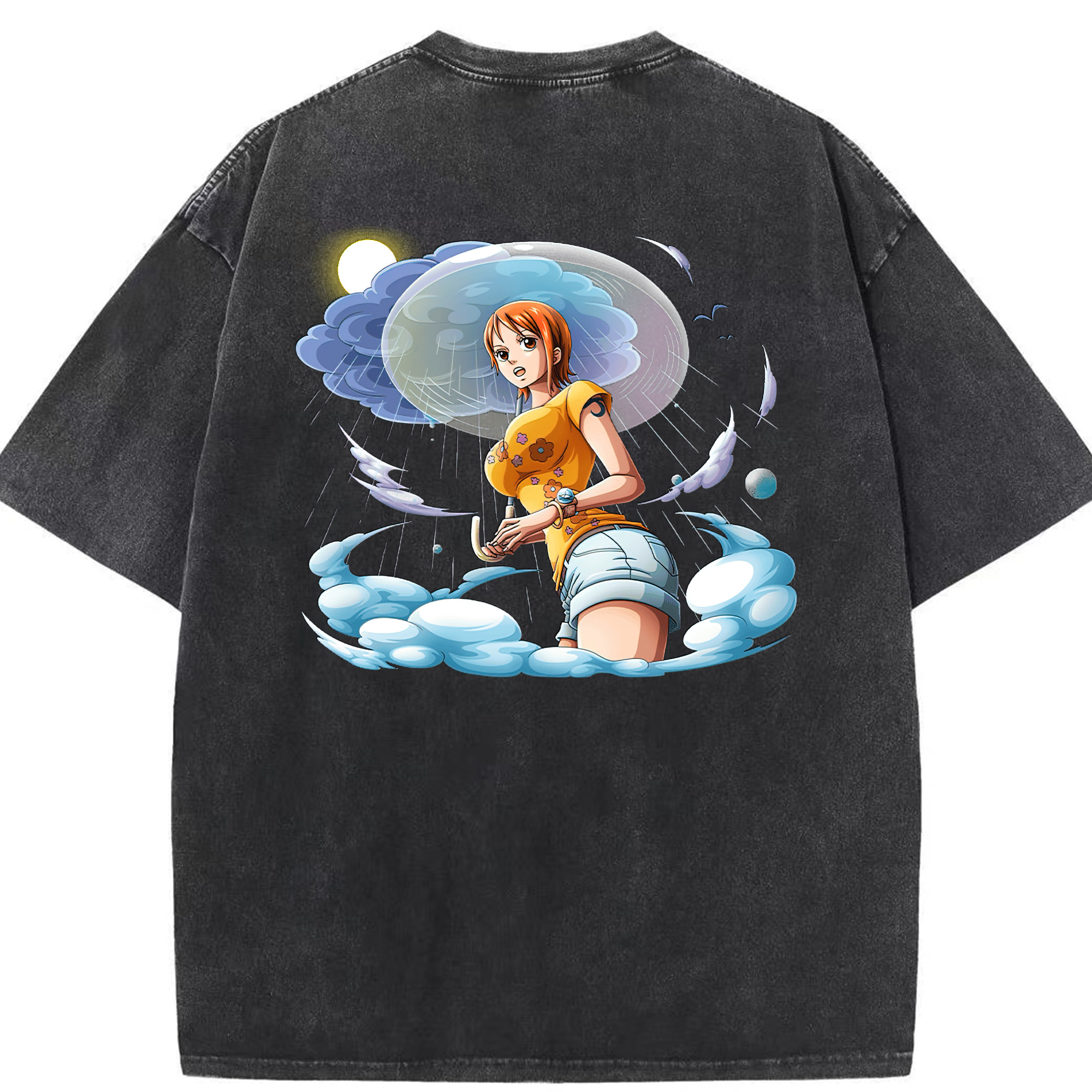 ワンピース ナミ ONE PIECE Nami 綿100% ヴィンテージ風 半袖Tシャツ（背面プリント）
