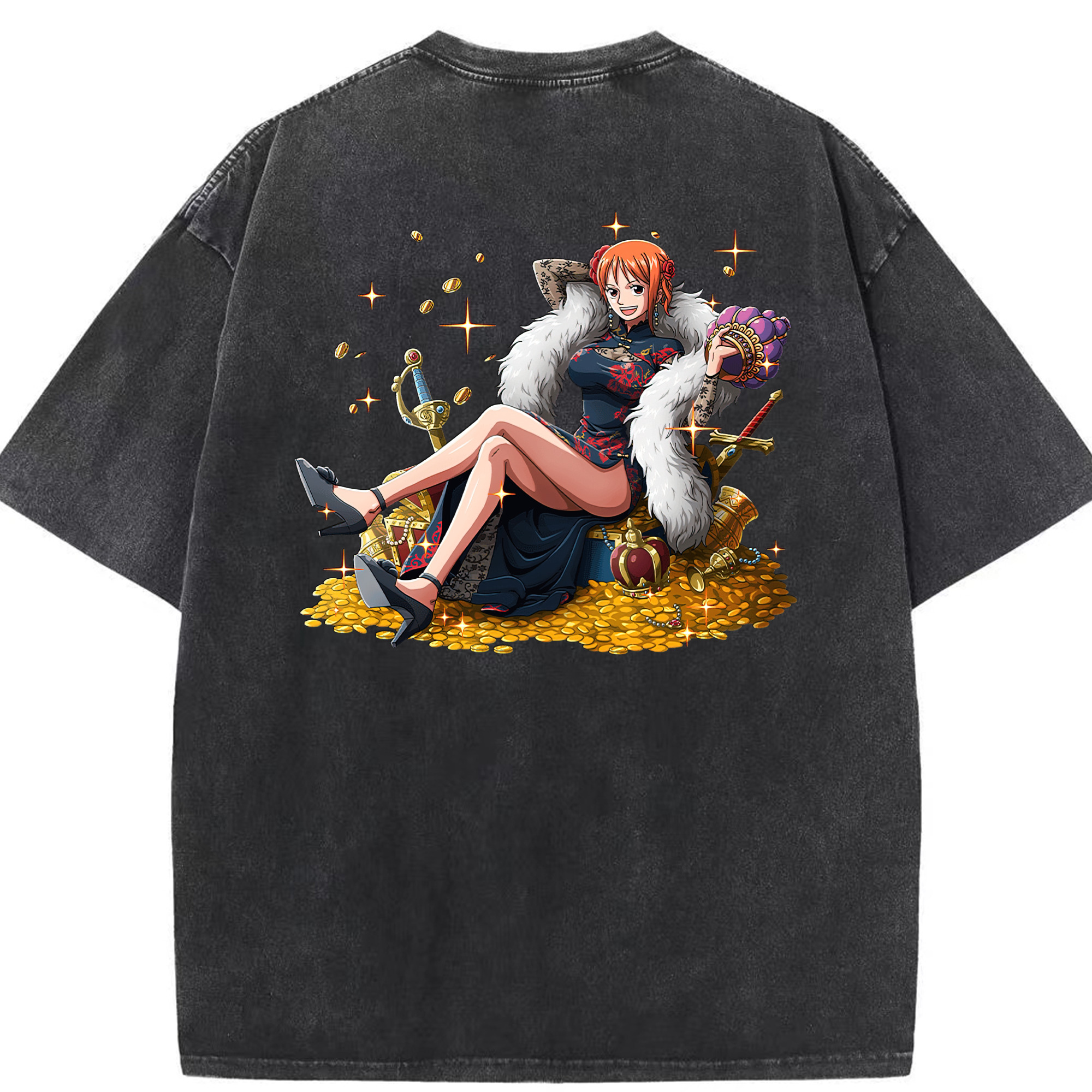ワンピース ナミ ONE PIECE Nami 綿100% ヴィンテージ風 半袖Tシャツ（背面プリント）